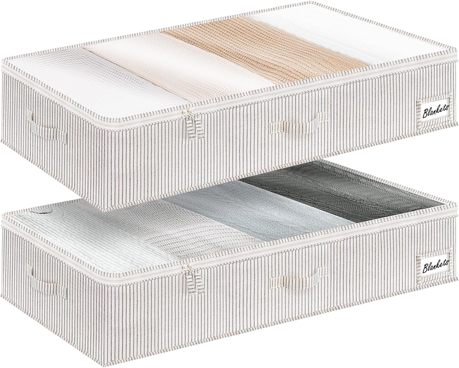 StorageWorks Large Under Bed Storage Containers with Handles and Label Holder, 2 Pack Ultra-thick Fabric Underbed Bins, Closet Organizer for Clothes