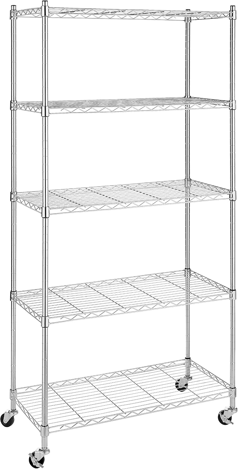 Whitmor 3-Wire Shelving Unit, Metal Storage Shelves, Easy Assembly Home Organizer for Pantry, Kitchen, Garage, Plant