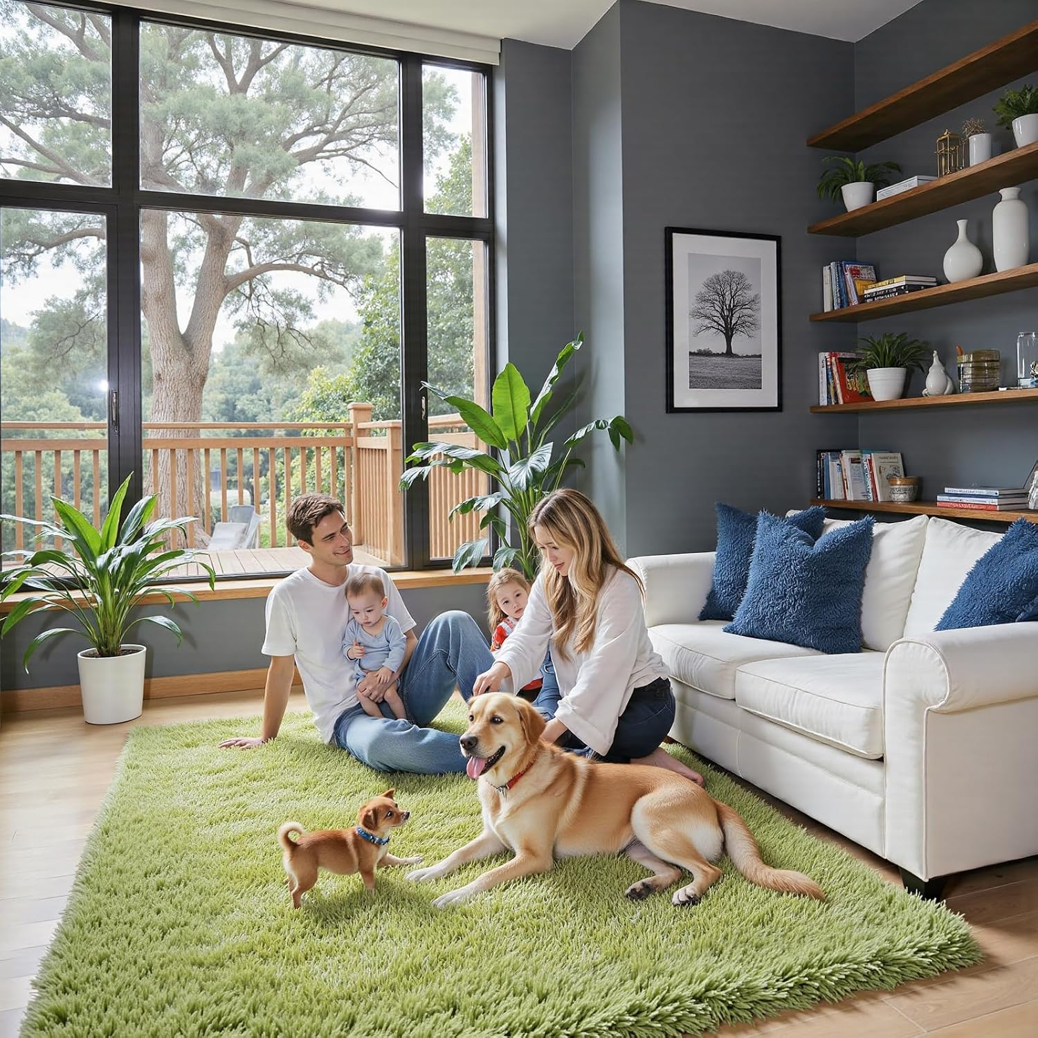 junhejiamei Area Rugs 9x12 Living Room, Large Area Rug Shaggy Carpet Soft Plush Furry Bedside Rug
