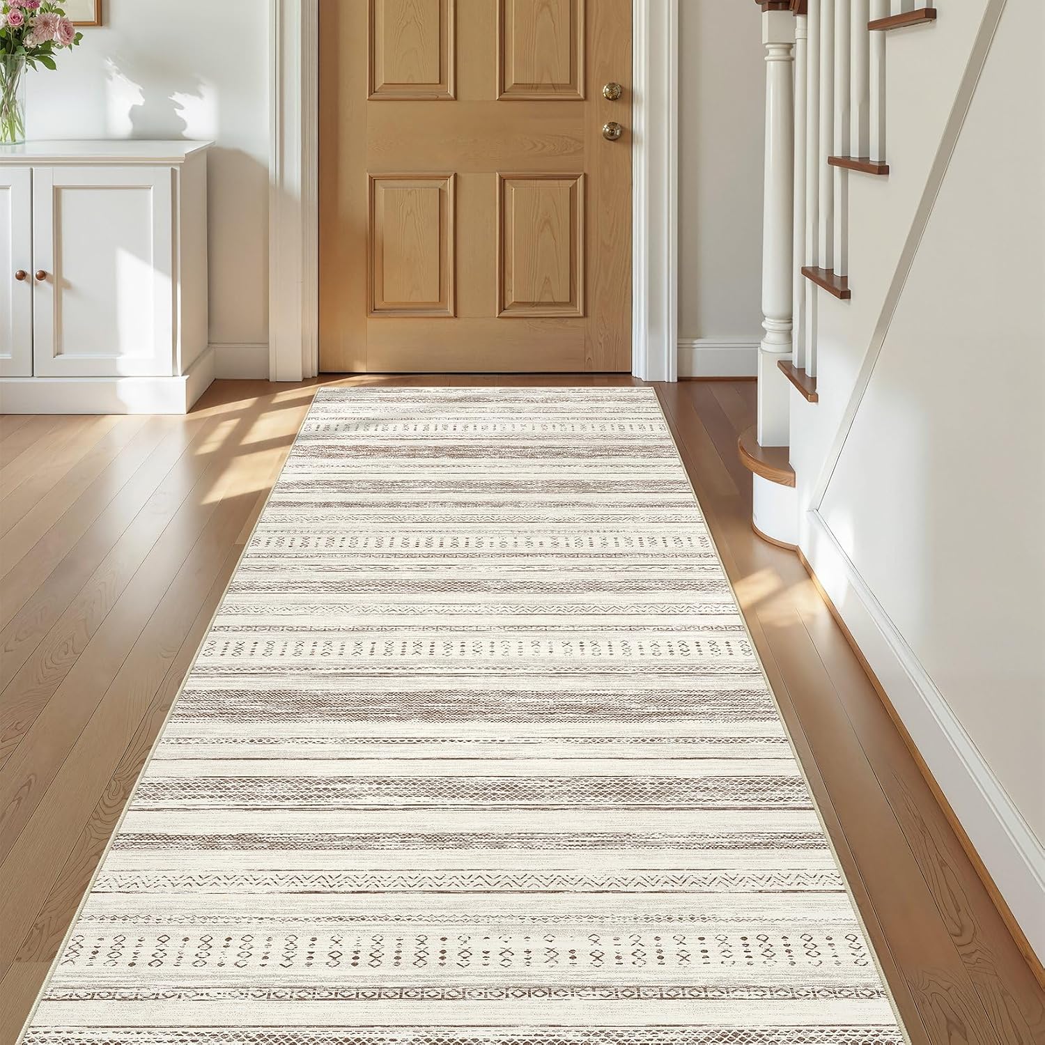 Tortania Area Rug Living Room Rugs - 10x12 Washable Large Soft Neutral Boho Moroccan Bohemian Farmhouse Rug Indoor Floor Carpet for Bedroom Under