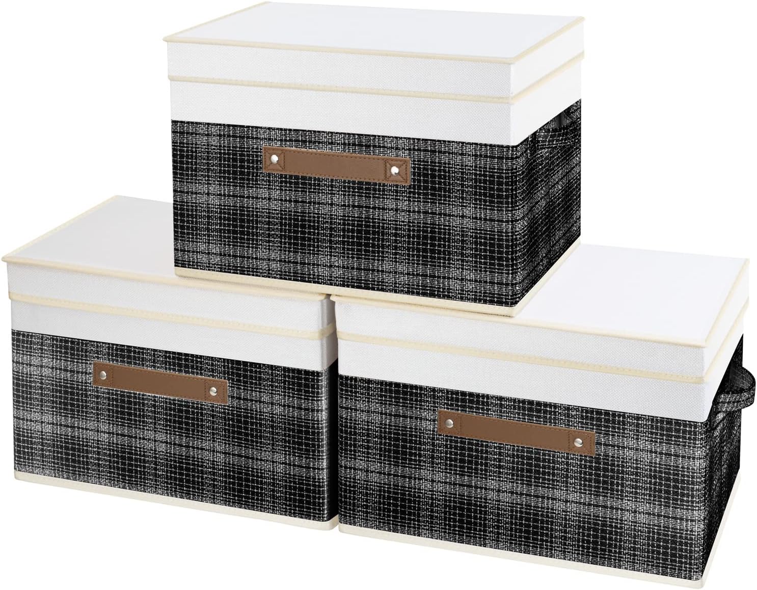 TYEERS Foldable Storage Boxes with Lids 5 Pack Fabric Storage Bins with Lids, Closet Organizers for Clothes Storage, Room Organization, Office Storage