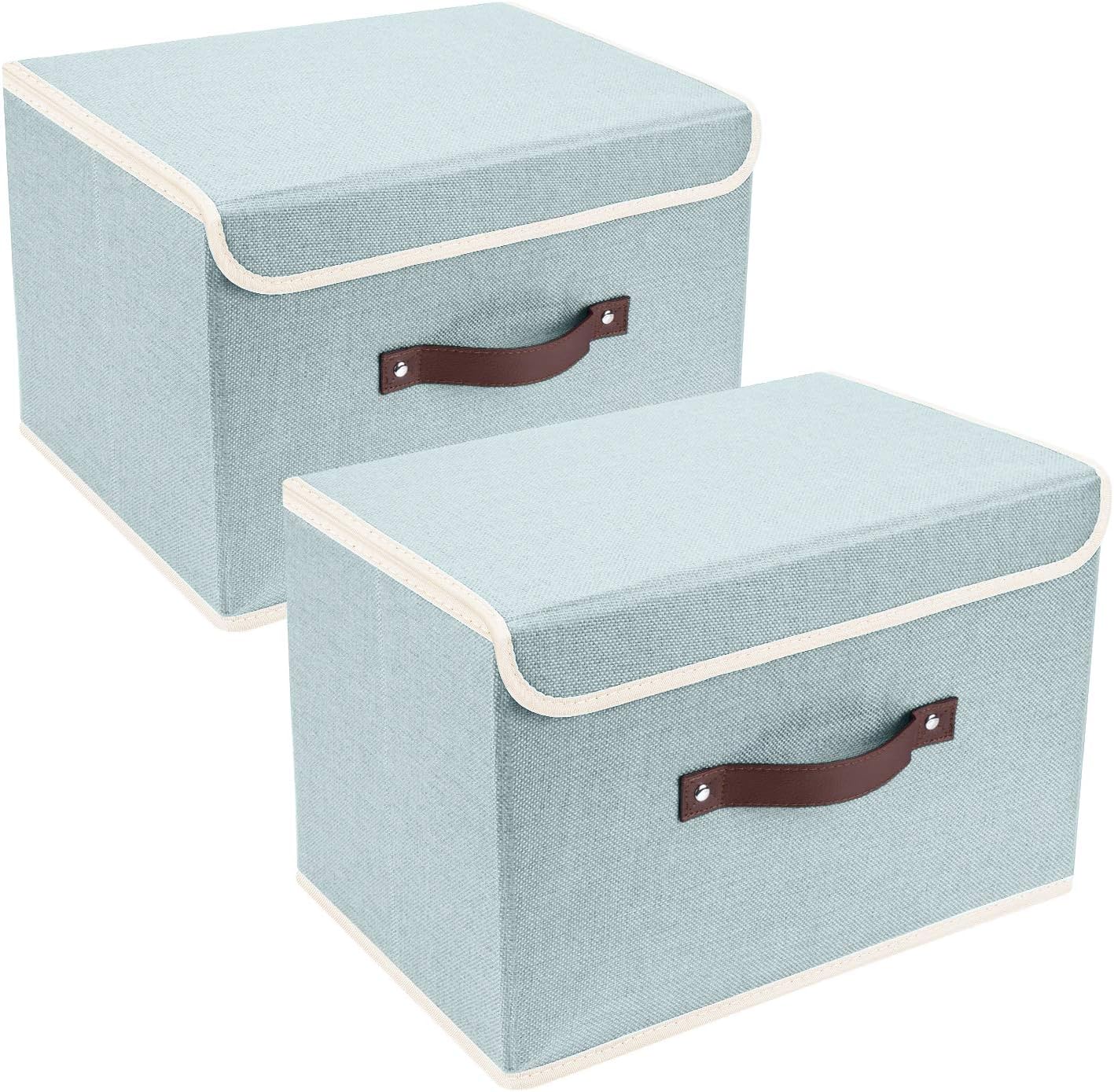 TYEERS Foldable Storage Boxes with Lids 5 Pack Fabric Storage Bins with Lids, Closet Organizers for Clothes Storage, Room Organization, Office Storage