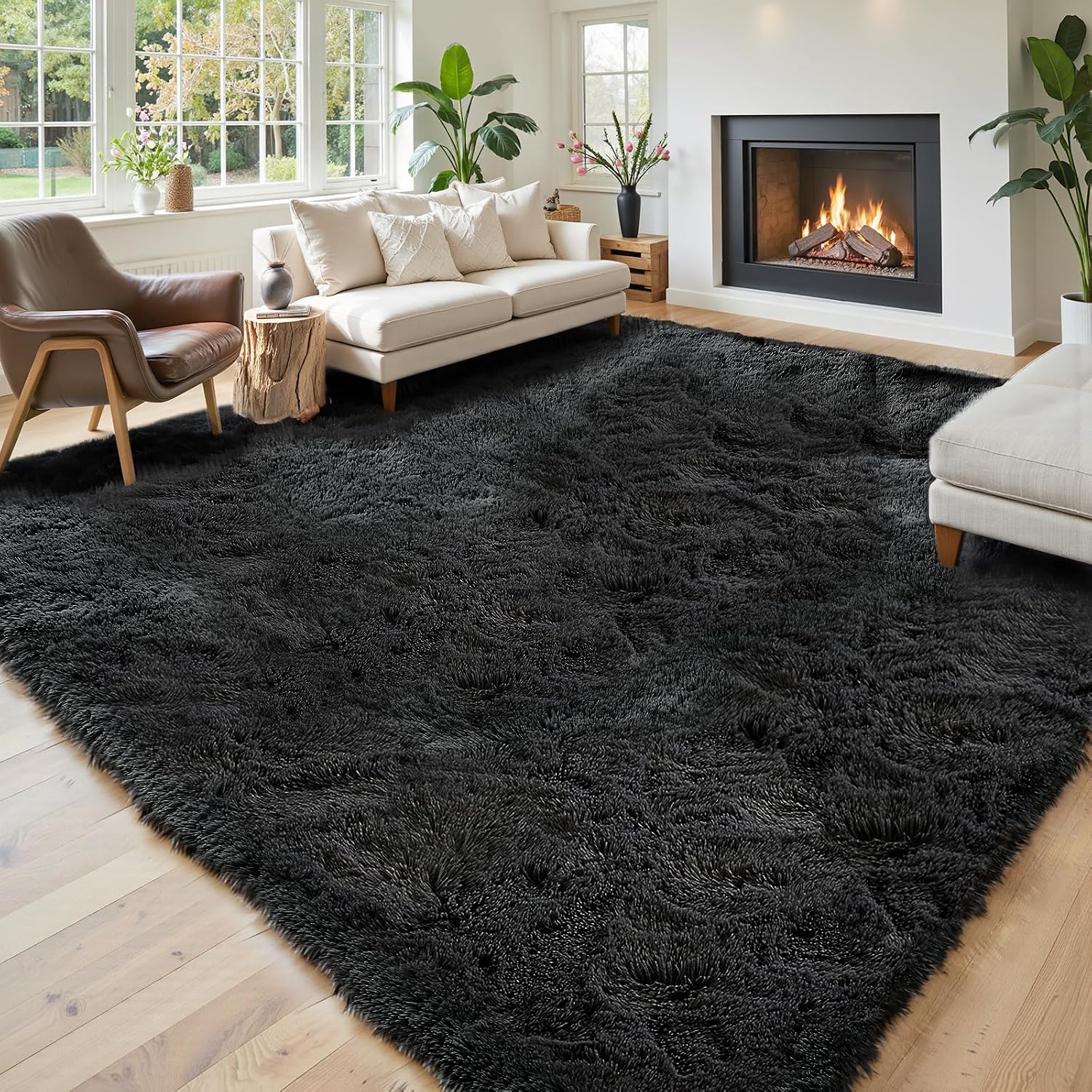 junhejiamei Area Rugs 9x12 Living Room, Large Area Rug Shaggy Carpet Soft Plush Furry Bedside Rug