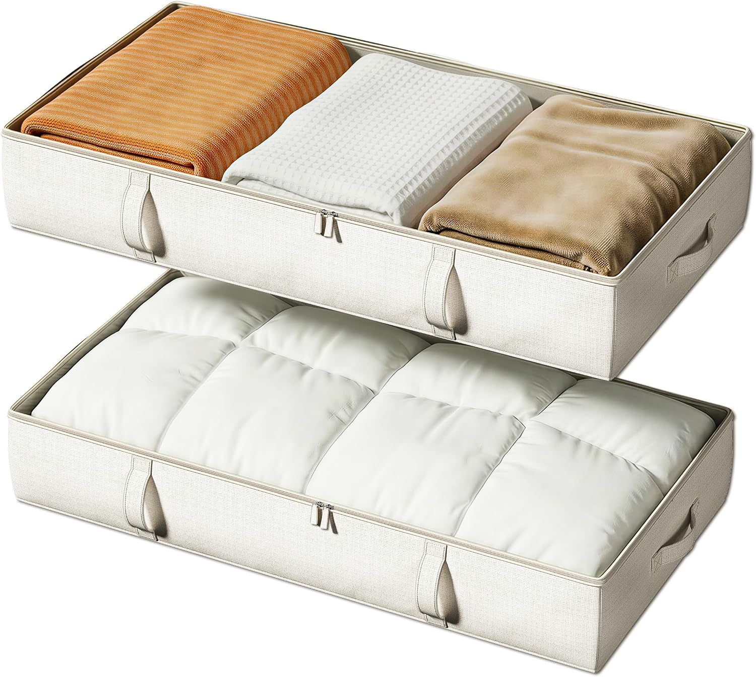 Vailando Storage Containers, 6 Inches Tall 60L Underbed Storage Bins with Sturdy Handles and Sidewalls, Closet Organizer for Clothes, Blankets