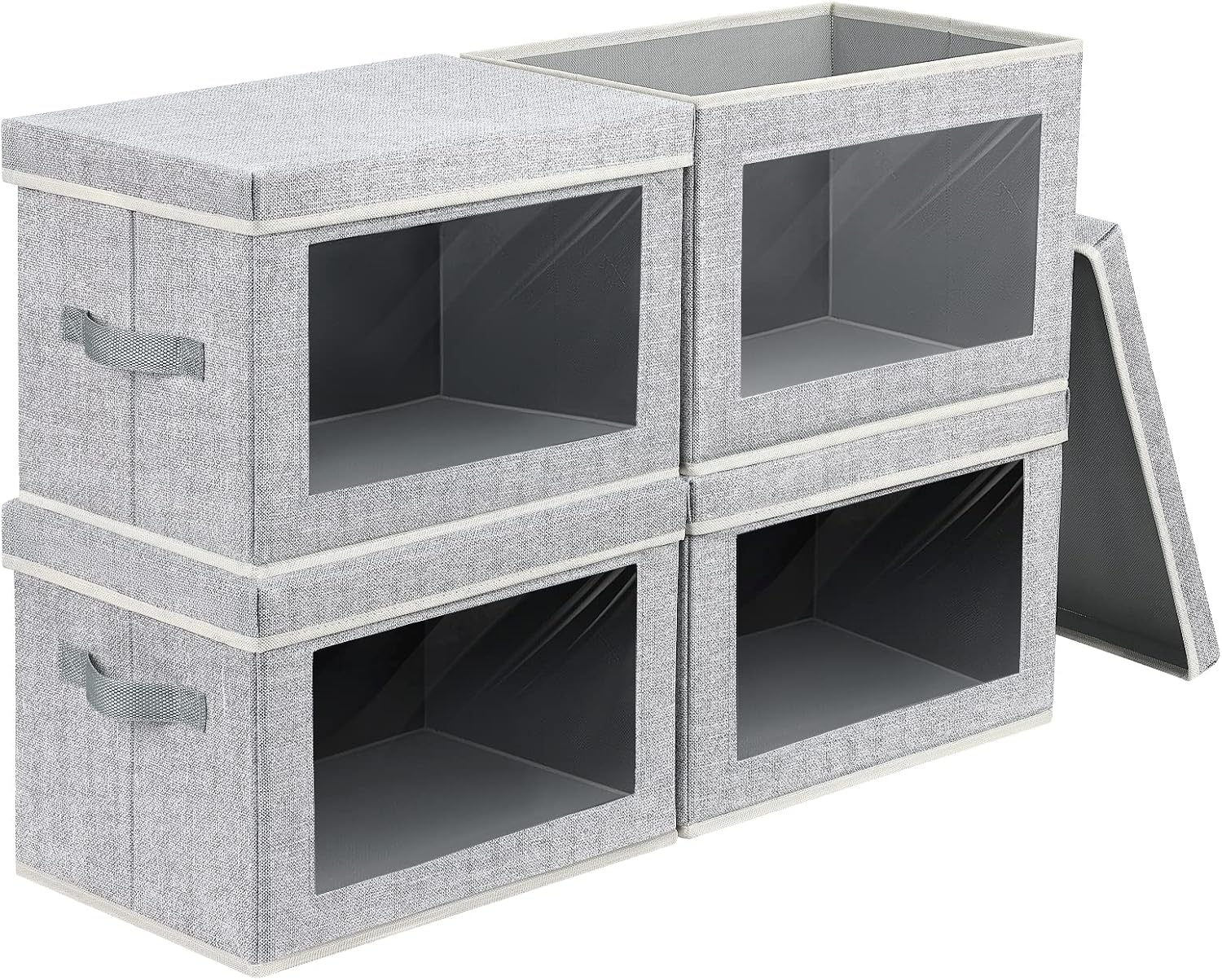 Homsorout Storage Bins with Lids - Large Decorative Basket with Lids, Fabric Foldable Closet Organizer Bins, Stackable Shelf Organizer for Living Room