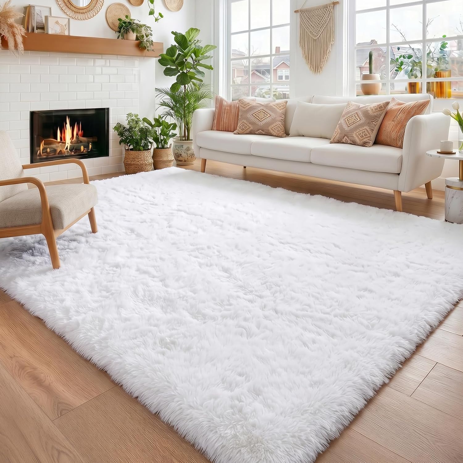 Amdrebio Grass Green Rugs for Living Room Bedroom Decor Aesthetic, 9x12 Large Fluffy Shag Area Rug for Kids Room Baby Nursery Teen Girls Boys