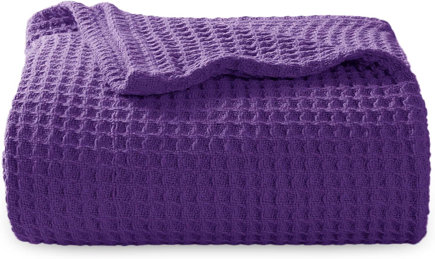 Bedsure 100% Cotton Blanket King Size for Bed - Cooling Breathable and Soft for Summer, Thick Cozy Waffle Weave Blanket Gifts for Women, White