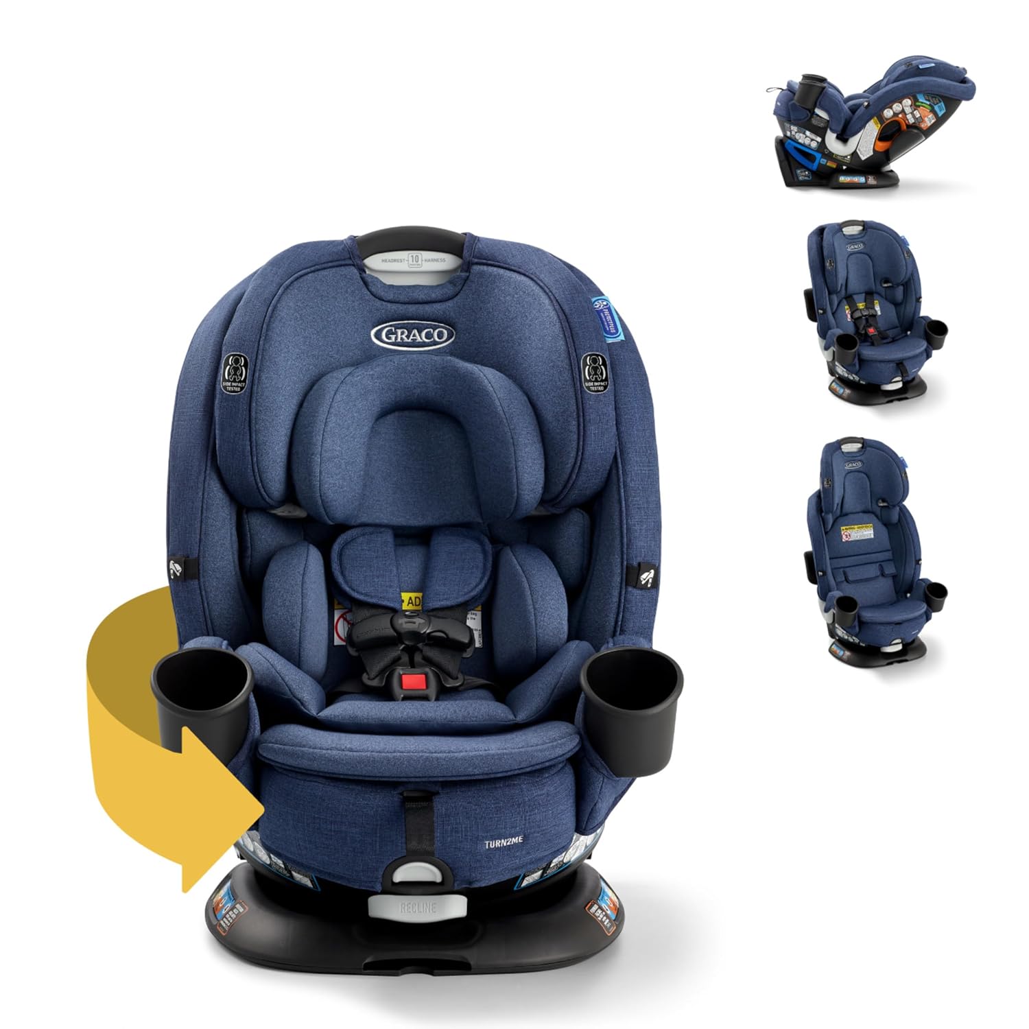 Graco® Turn2Me 3-in-1 Rotating Convertible Car Seat, Lilac Mod, Rear-Facing Rotation Only, Forward-Facing Mode, Highback Booster Up to 100 lbs