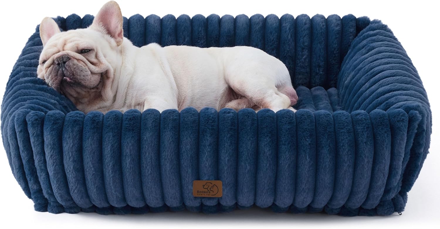 Bedsure ComfyFleece™ Cute Dog Beds Large Sized Dog Washable, 36in Blush Pink, Furry Big Square Pet Beds, Washable Aesthetic