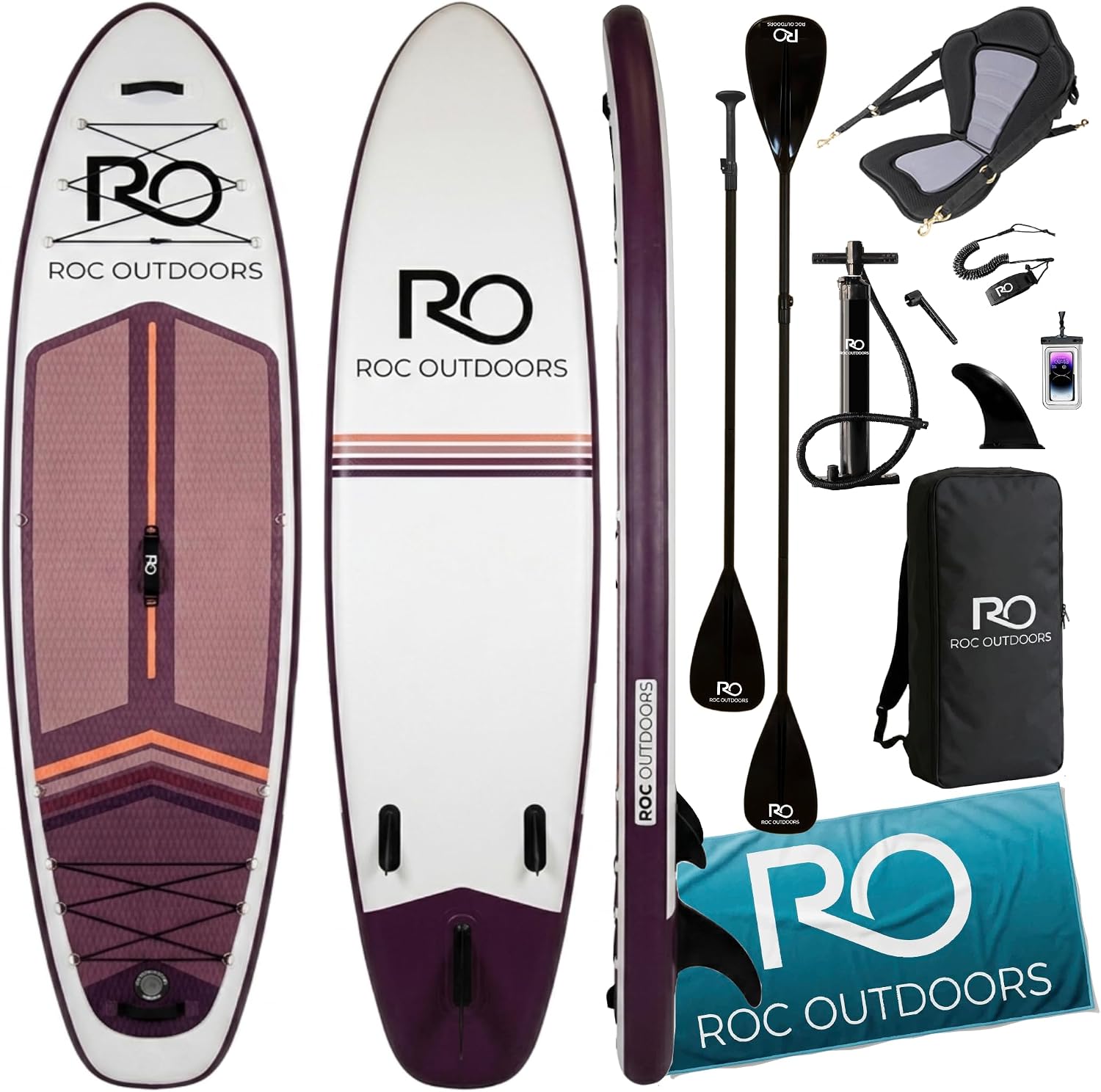 Roc Inflatable Stand Up Paddle Board 10' 6" with Premium SUP Paddle Board Accessories, Wide Stable Design, Non-Slip Comfort Deck for Youth and Adults