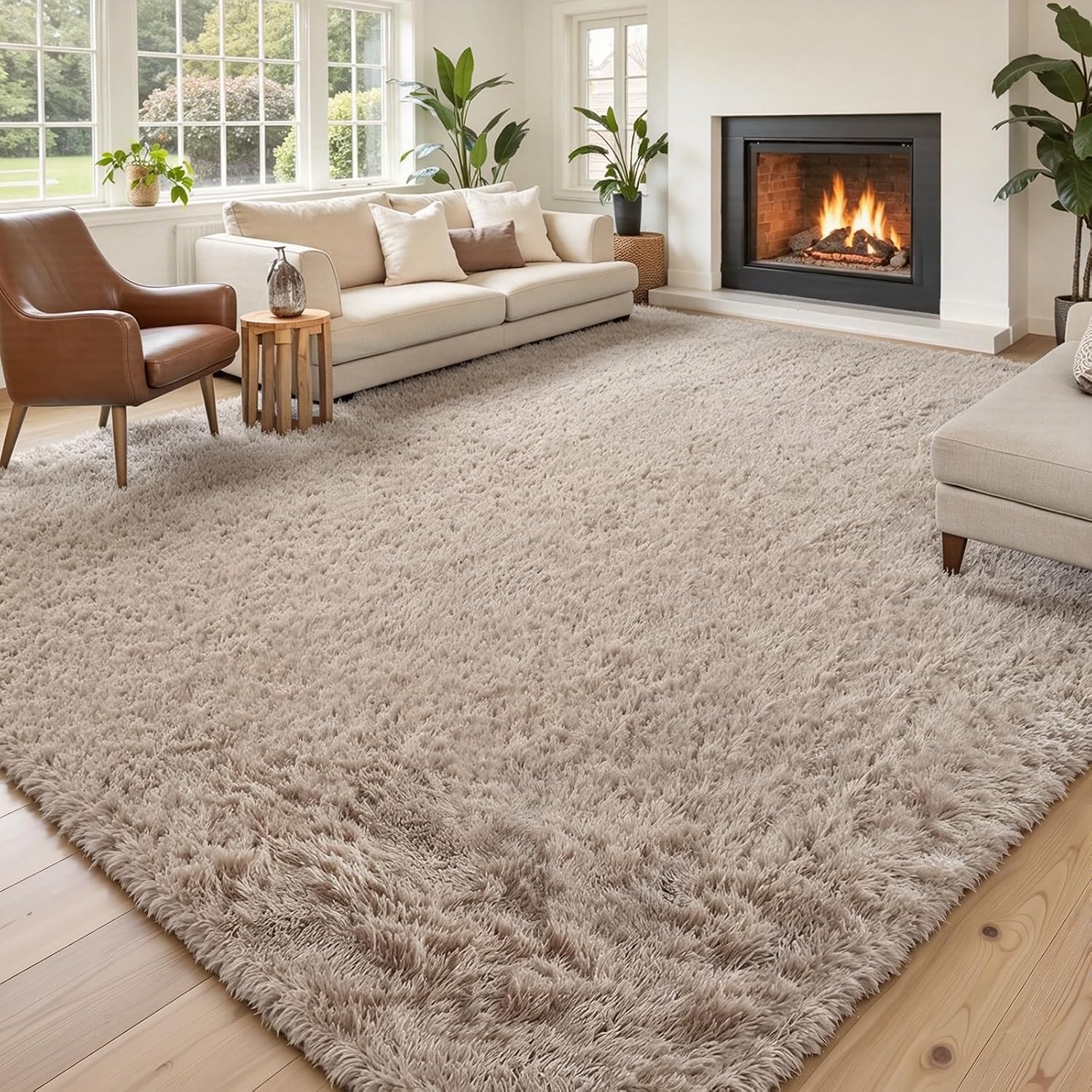 junhejiamei Area Rugs 9x12 Living Room, Large Area Rug Shaggy Carpet Soft Plush Furry Bedside Rug