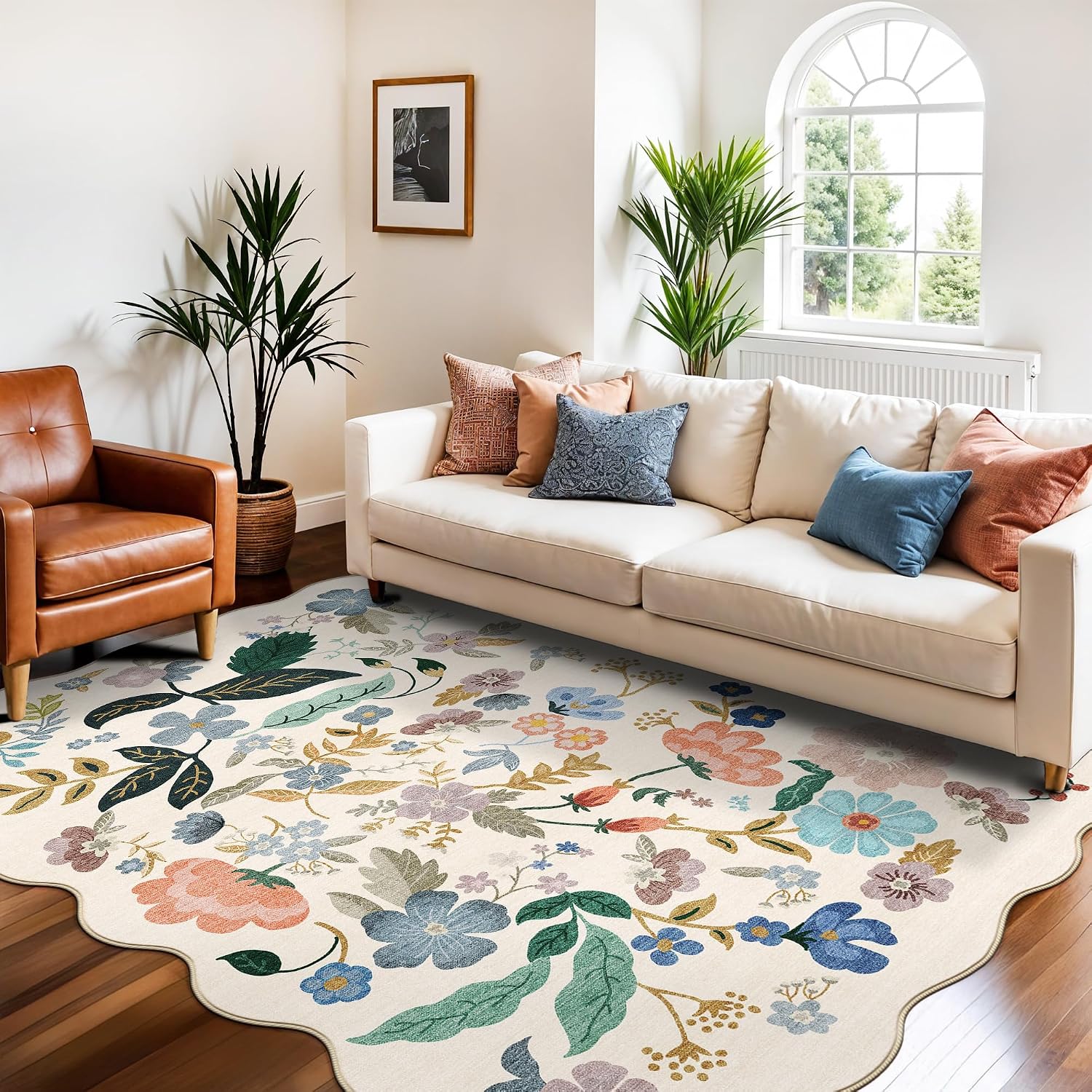 HY HAO YUN LAI Washable Large 9x12 Area Rug: Living Room Oriental Non Slip Soft Rugs Indoor Low Pile Stain Resistant Carpet for Bedroom Dining Room