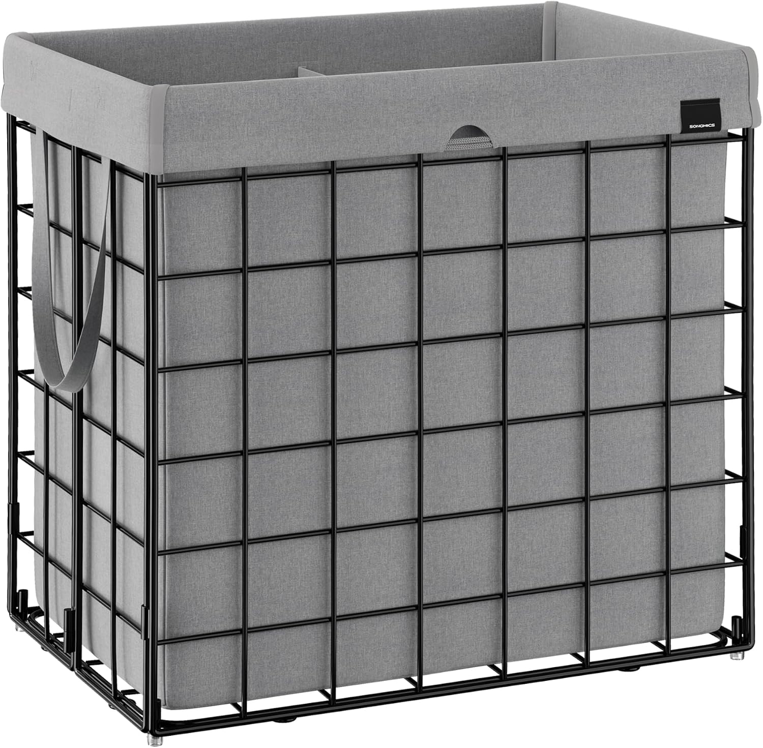SONGMICS Laundry Hamper, 23.8 Gal. (90L) Laundry Basket, Collapsible Clothes Hamper, Black and White ULCB190W01