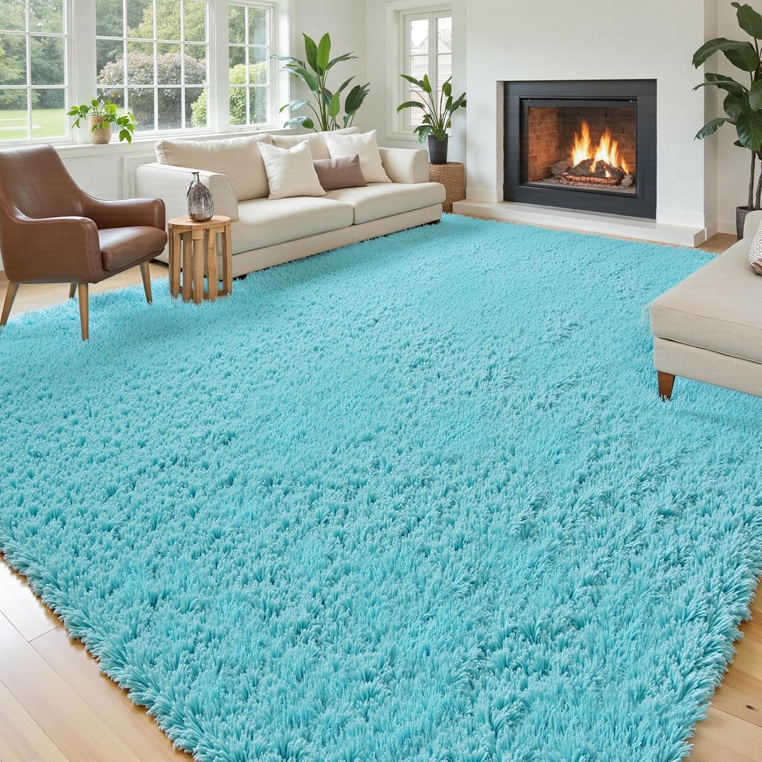 junhejiamei Area Rugs 9x12 Living Room, Large Area Rug Shaggy Carpet Soft Plush Furry Bedside Rug