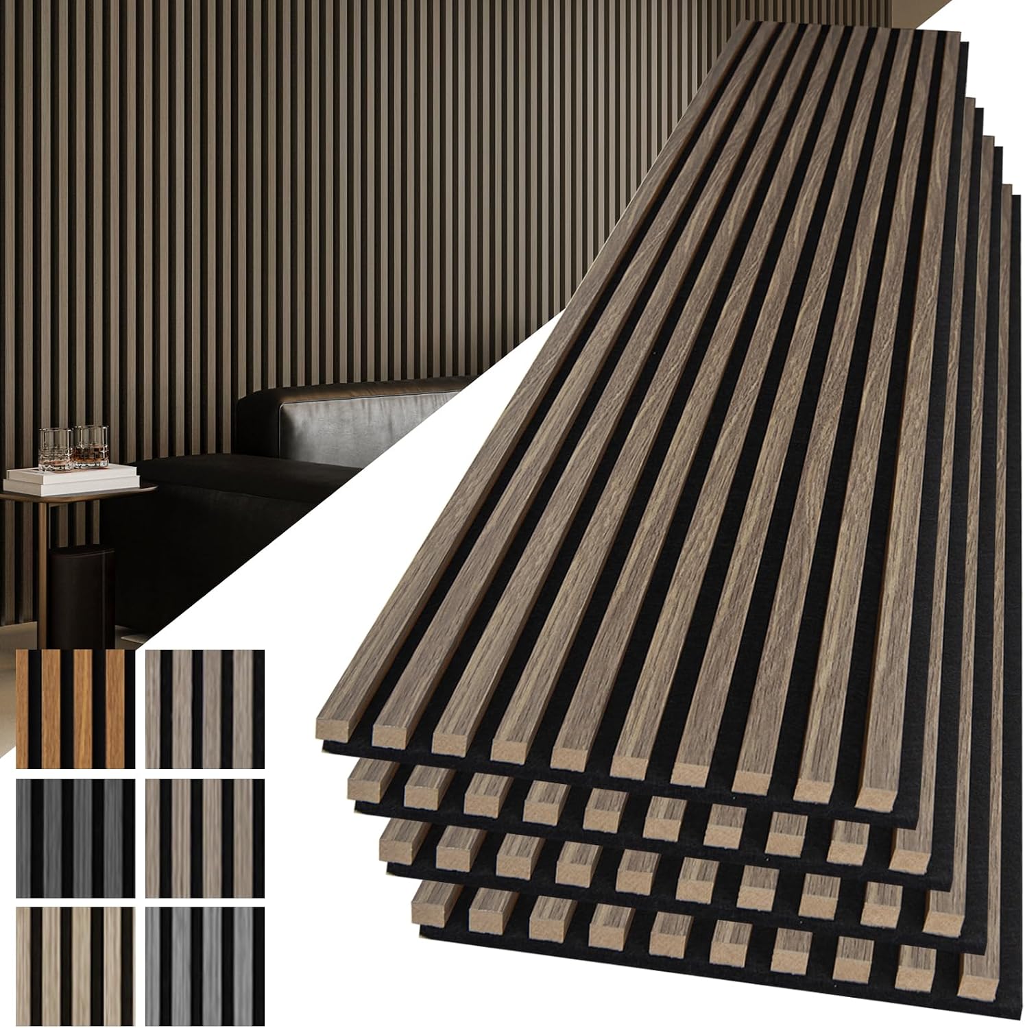 Art3d 2-Pack 108" x 12" Acoustic Wood Panels for Wall, Soundproof Wood Slat Panel for Wall and Ceiling