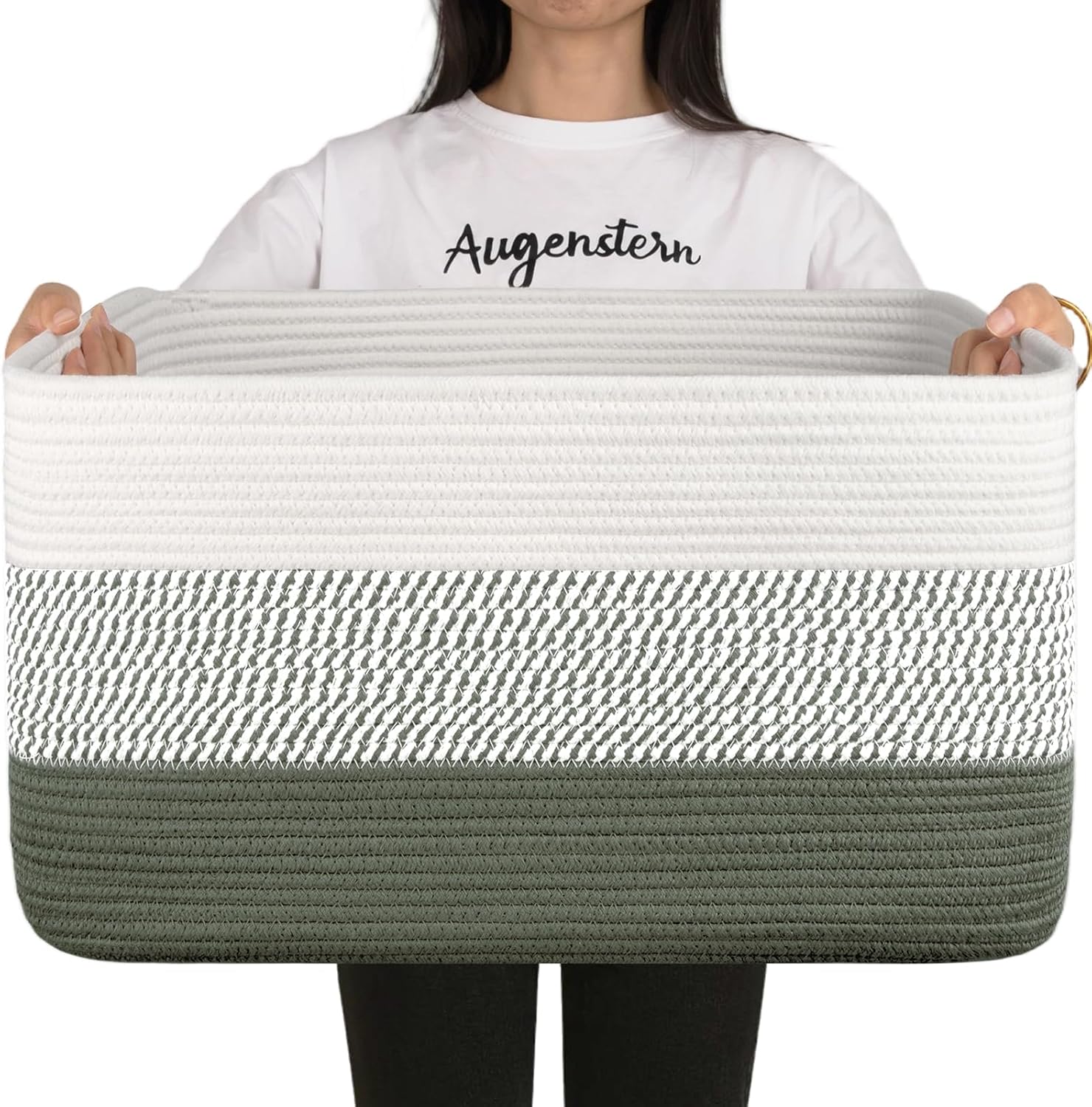 OIAHOMY Large Blanket Basket, 22"x17"x12" Laundry Baskets, Nursery Blanket Storage Living Room, Toy Storage With Handle