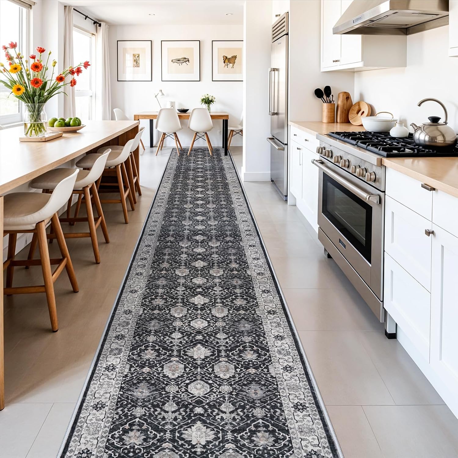 HY HAO YUN LAI Washable Large 9x12 Area Rug: Living Room Oriental Non Slip Soft Rugs Indoor Low Pile Stain Resistant Carpet for Bedroom Dining Room