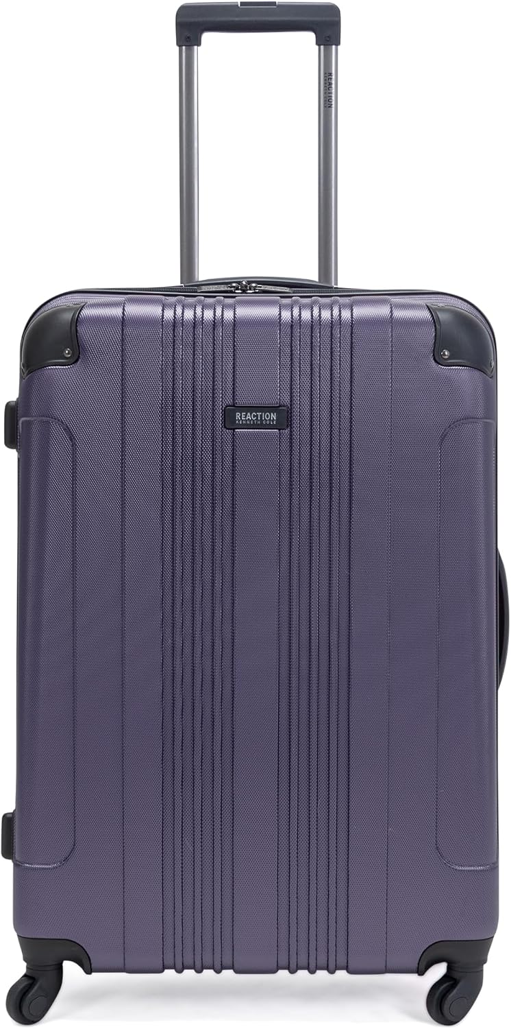 Kenneth Cole REACTION Out of Bounds Lightweight Hardshell 4-Wheel Spinner Luggage, Charcoal, 24-Inch Checked