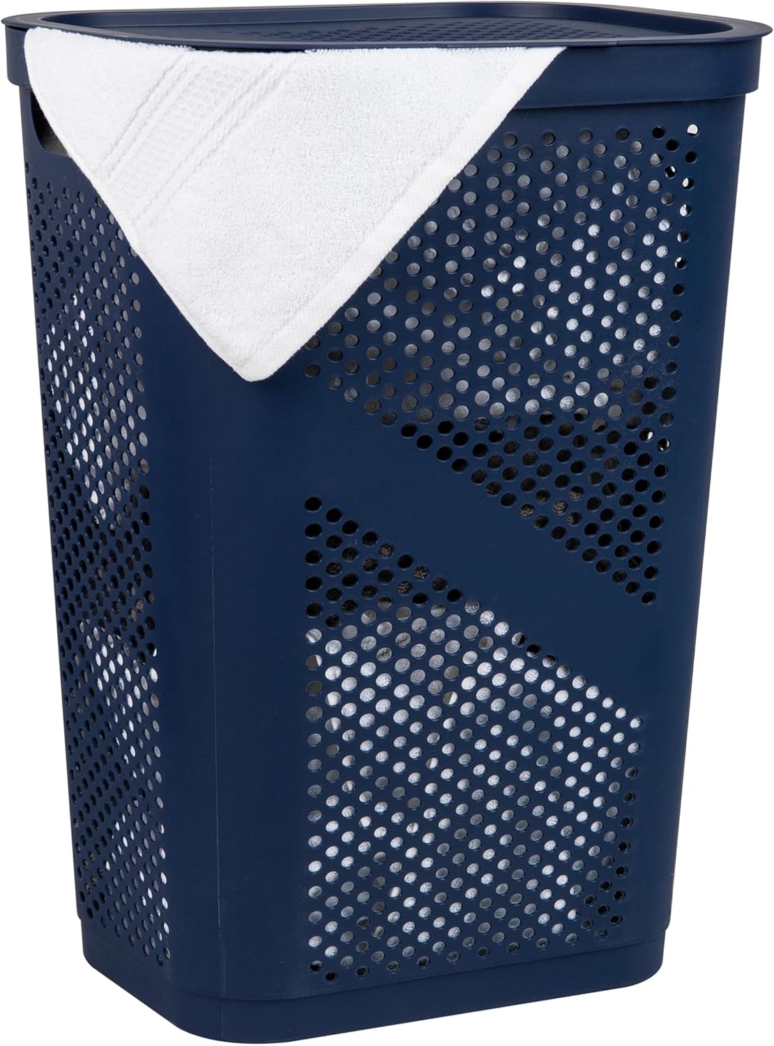 Mind Reader 60L Slim Laundry Hamper, Clothes Basket, Lid, Ventilated, Plastic, Set of 2, Tan
