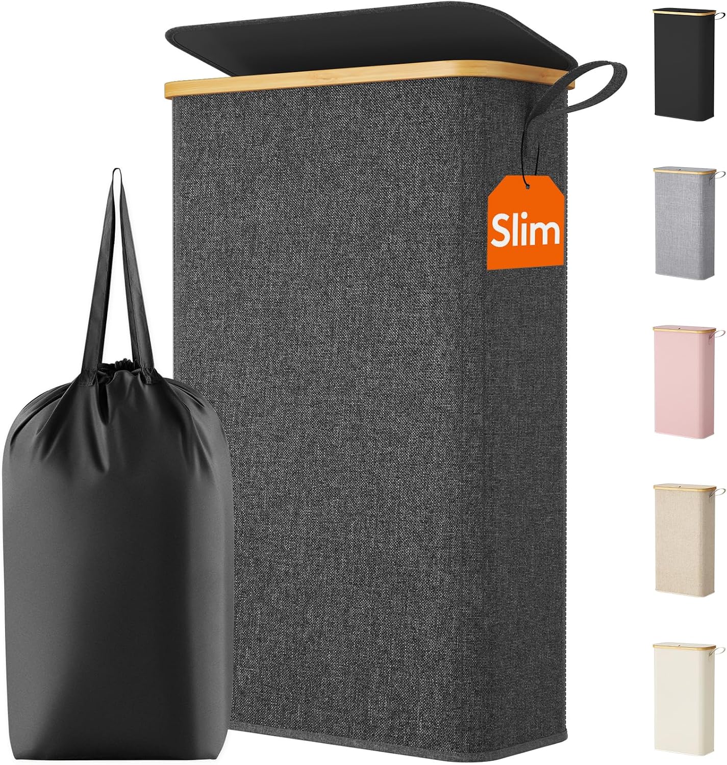 Lifewit 150L Double Laundry Hamper with Lid, Large Laundry Basket with Removable Bag and Bamboo Handles