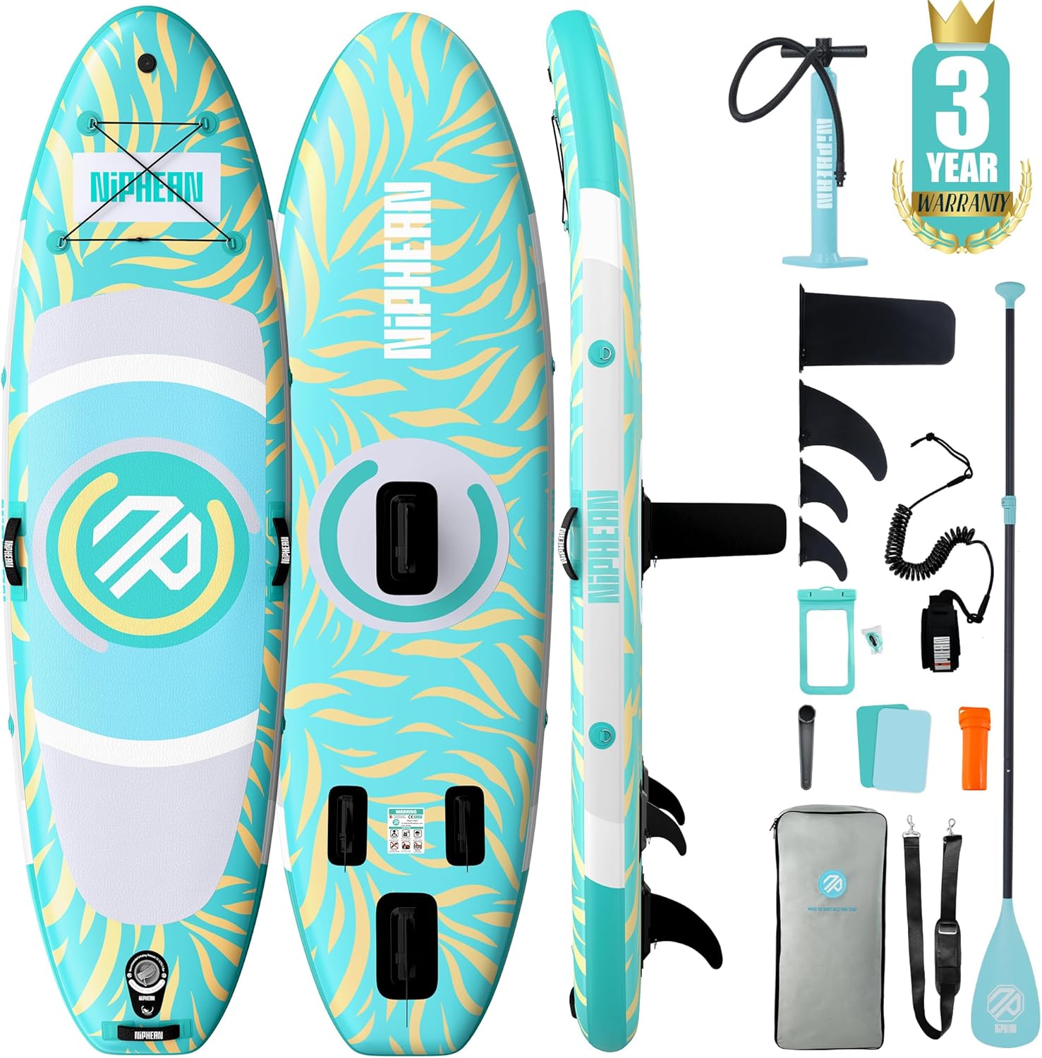 Niphean 10' Inflatable Paddle Board, Ultra-Light SUP for Beginners, Versatile Yoga Paddle Board with Durable SUP Accessories, 400lbs Capacity