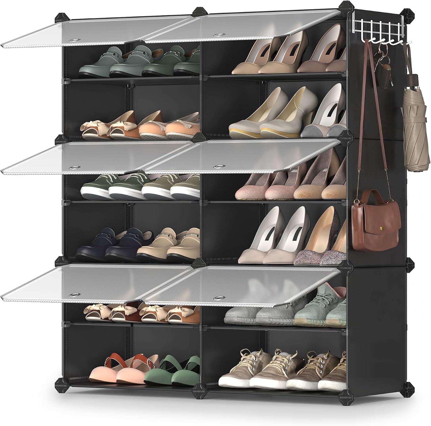 SONGMICS Shoe Rack Organizer, 8-Tier Shoe Storage Cabinet for Closet and Entryway, Holds 32 Pairs of Shoes, Adjustable