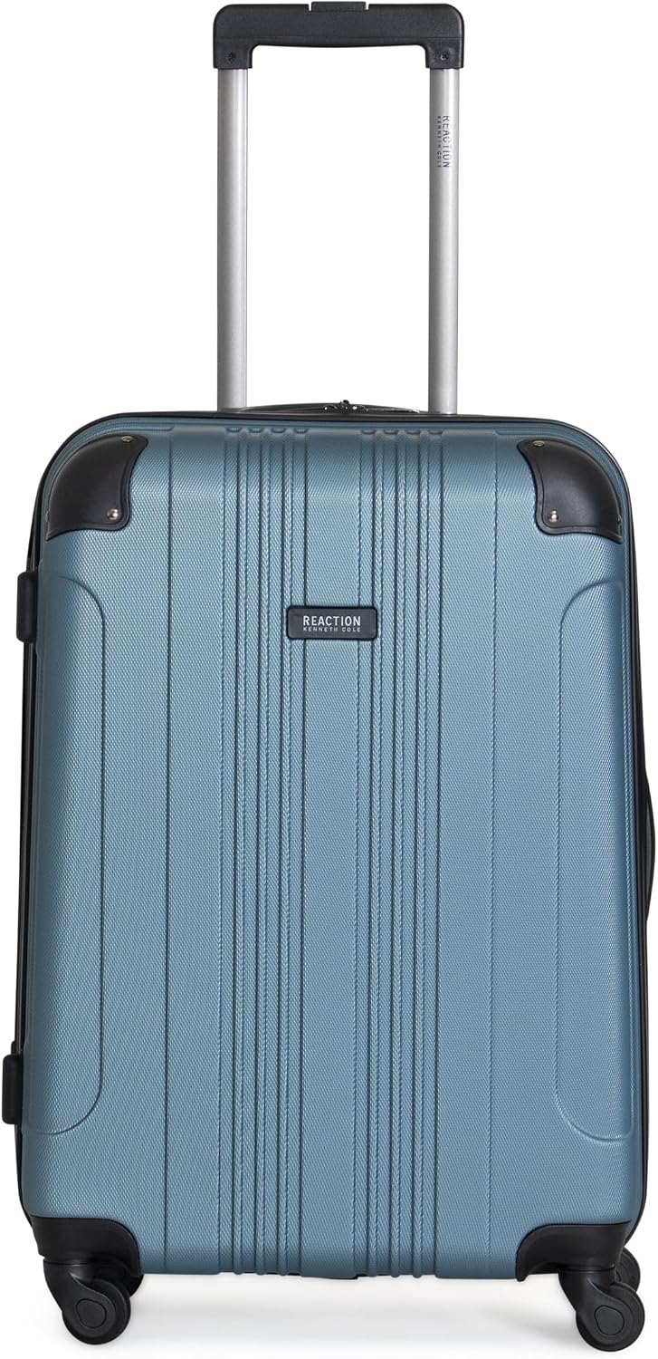 Kenneth Cole REACTION Out of Bounds Lightweight Hardshell 4-Wheel Spinner Luggage, Charcoal, 24-Inch Checked