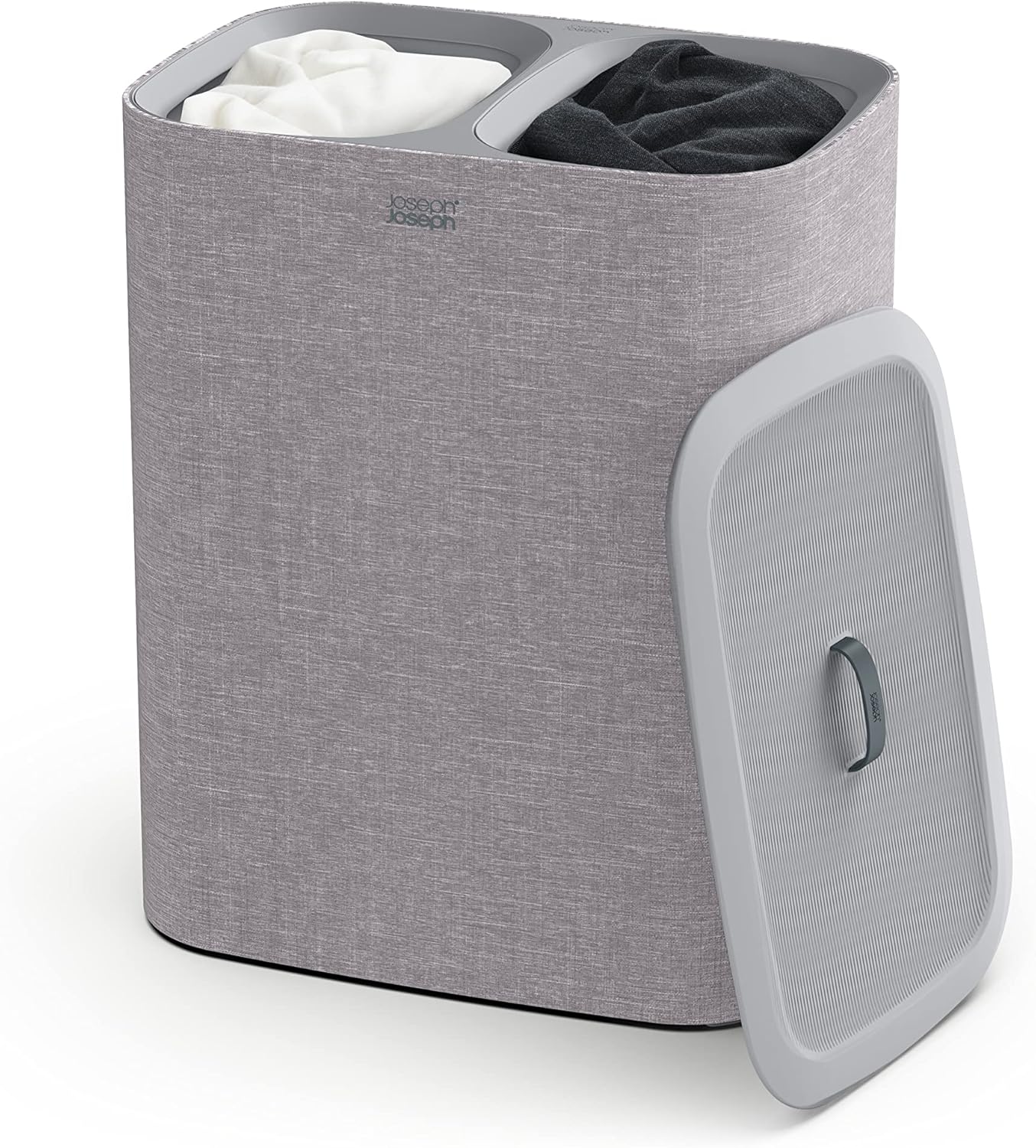 Joseph Joseph Tota 90 liter/23.8 gallon Laundry Hamper Separation Basket with lid, 2 Removable Washing Bags with Handles - Ecru