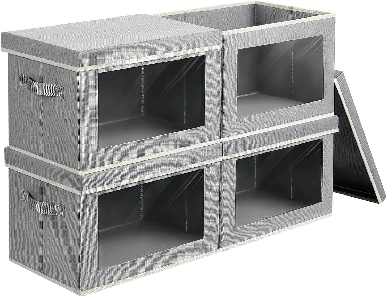 Homsorout Storage Bins with Lids - Large Decorative Basket with Lids, Fabric Foldable Closet Organizer Bins, Stackable Shelf Organizer for Living Room