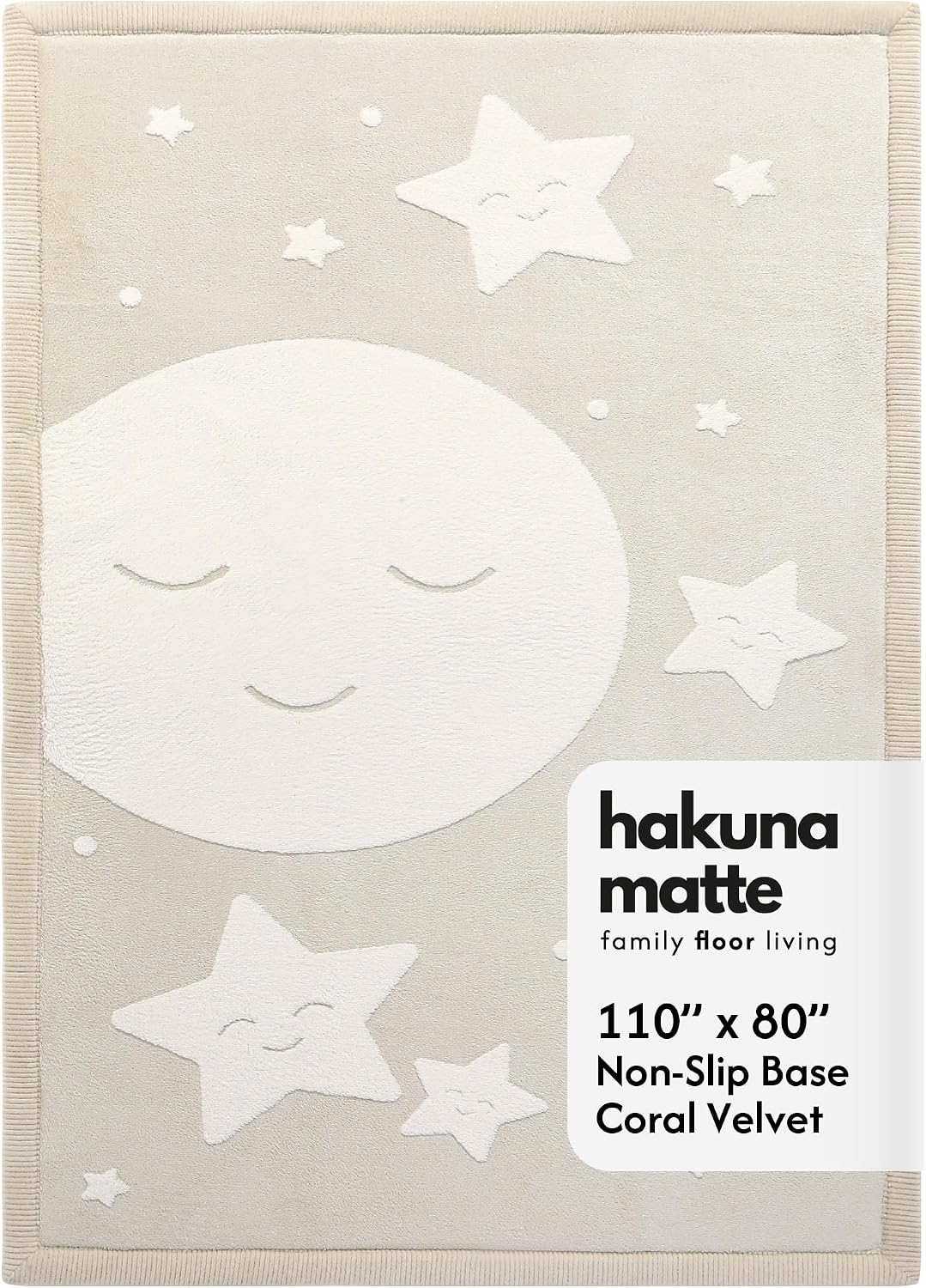 Hakuna Matte CloudSoft Mat for Floor 60" x 80" Beige, Coral Velvet high-density foam Rug - Non-Slip, Water-Resistant
