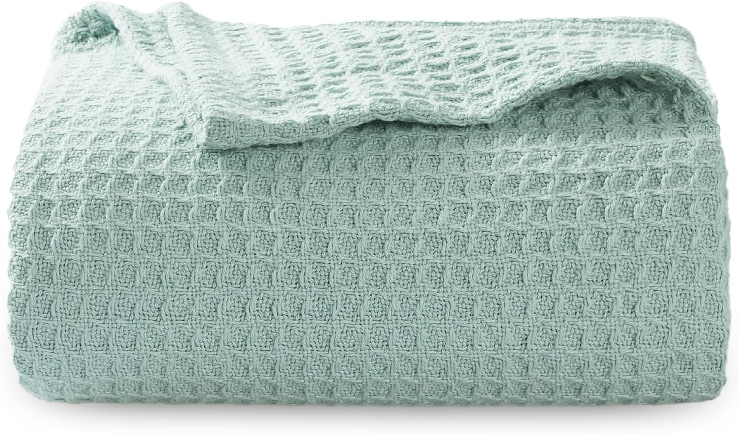 Bedsure 100% Cotton Blanket King Size for Bed - Cooling Breathable and Soft for Summer, Thick Cozy Waffle Weave Blanket Gifts for Women, White