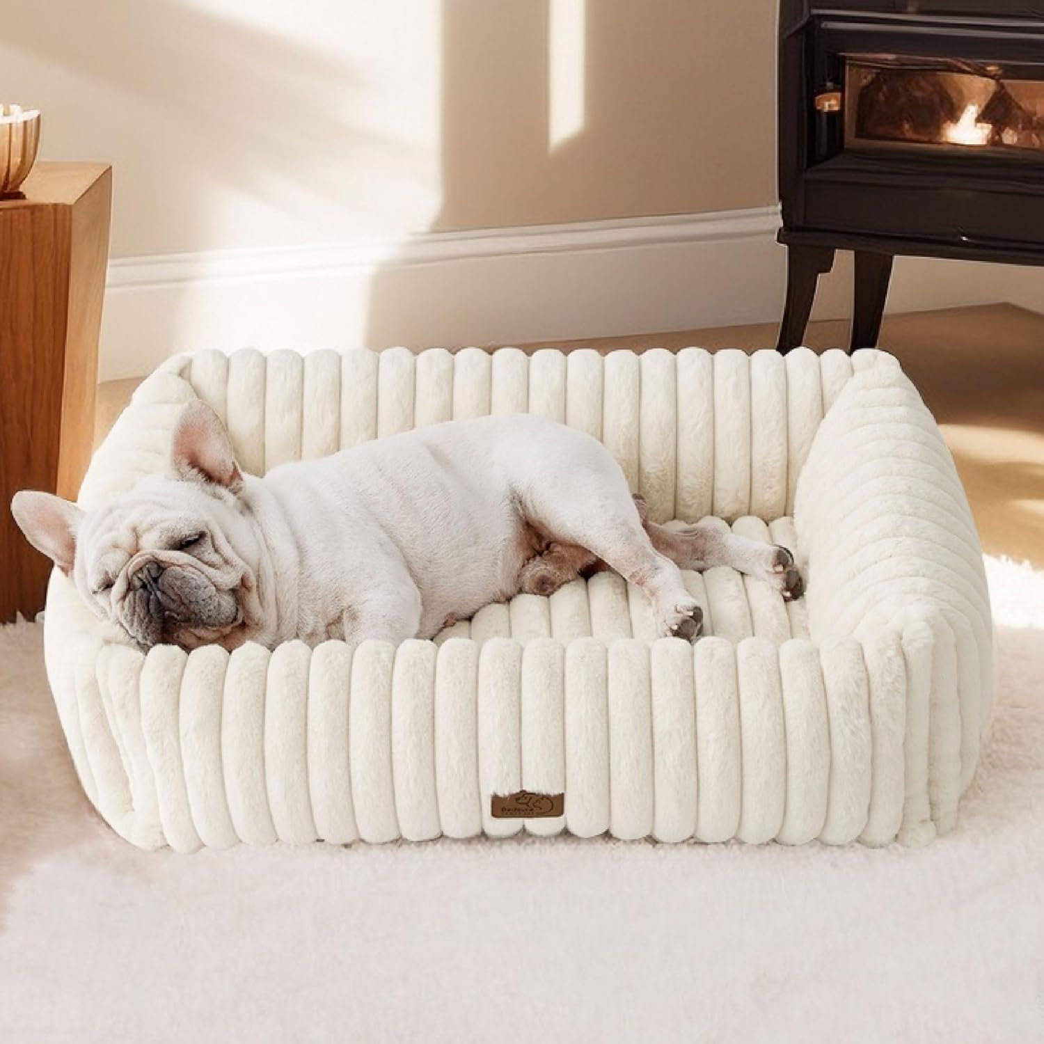 Bedsure ComfyFleece™ Cute Dog Beds Large Sized Dog Washable, 36in Blush Pink, Furry Big Square Pet Beds, Washable Aesthetic