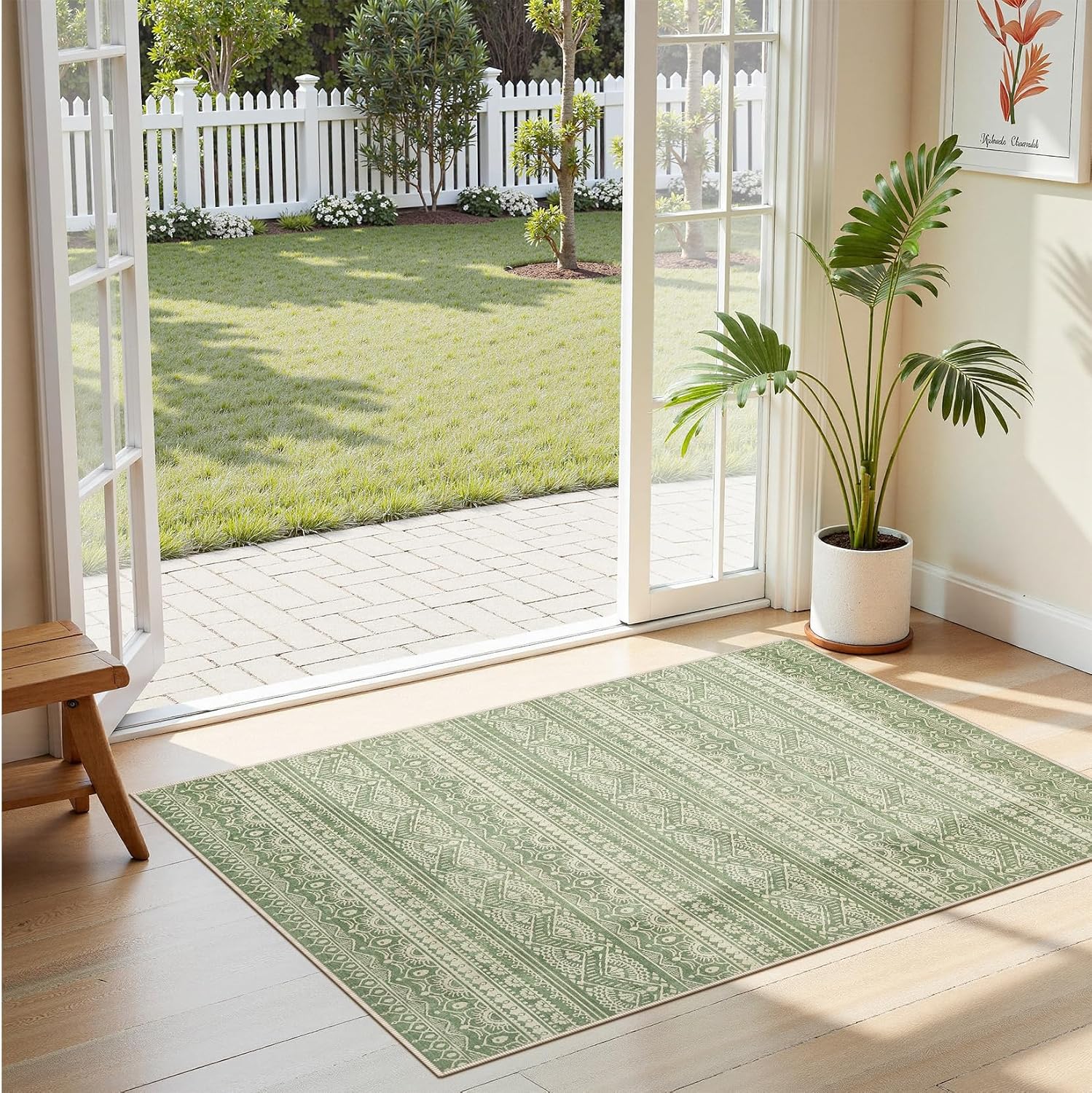 Tortania Area Rug Living Room Rugs - 10x12 Washable Large Soft Neutral Boho Moroccan Bohemian Farmhouse Rug Indoor Floor Carpet for Bedroom Under