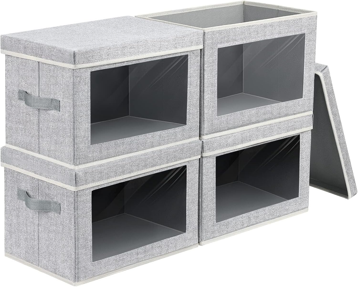Homsorout Storage Bins with Lids - Large Decorative Basket with Lids, Fabric Foldable Closet Organizer Bins, Stackable Shelf Organizer for Living Room