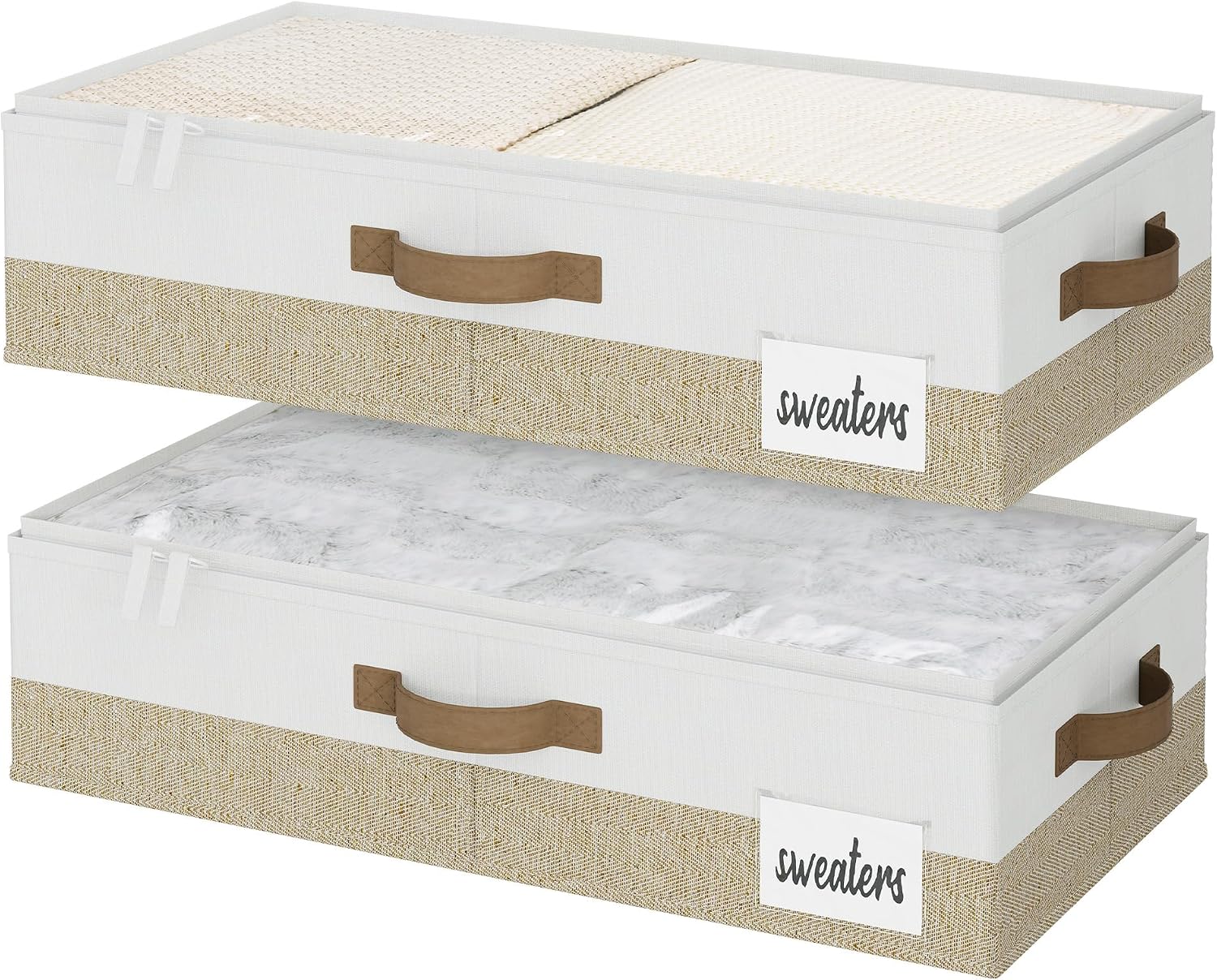 StorageWorks Large Under Bed Storage Containers with Handles and Label Holder, 2 Pack Ultra-thick Fabric Underbed Bins, Closet Organizer for Clothes