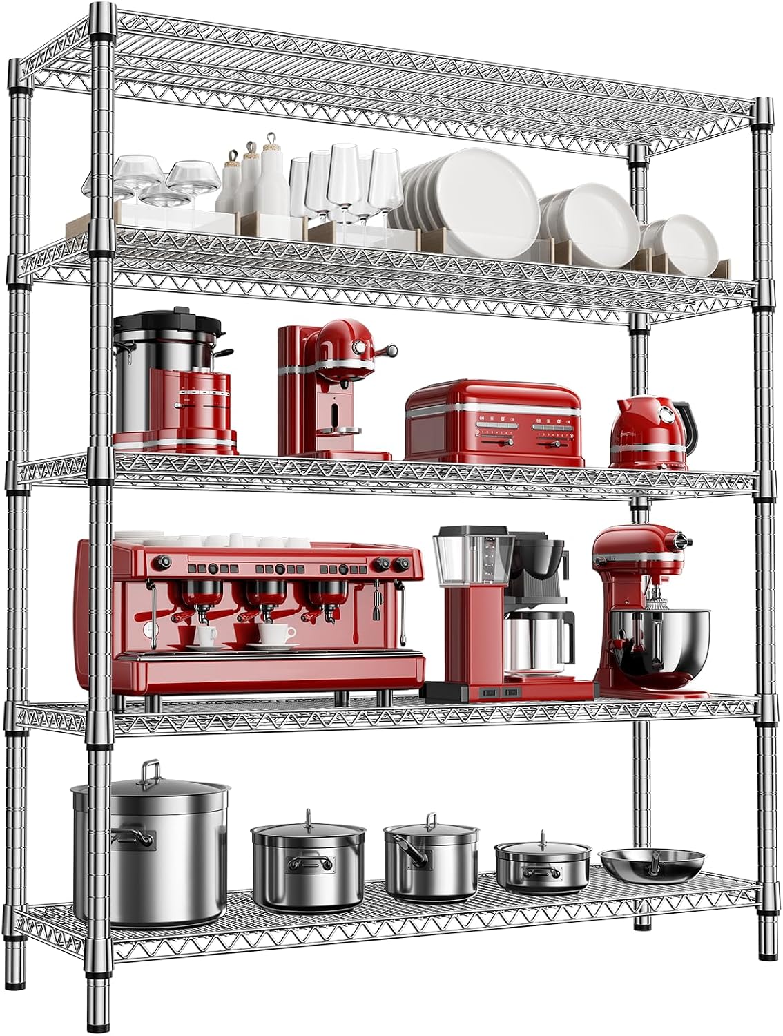 M MZG 1750 LBS Storage Shelves 5-Tier Utility Shelving Unit Steel Organizer Wire Rack for Home, Kitchen, Office, Garage