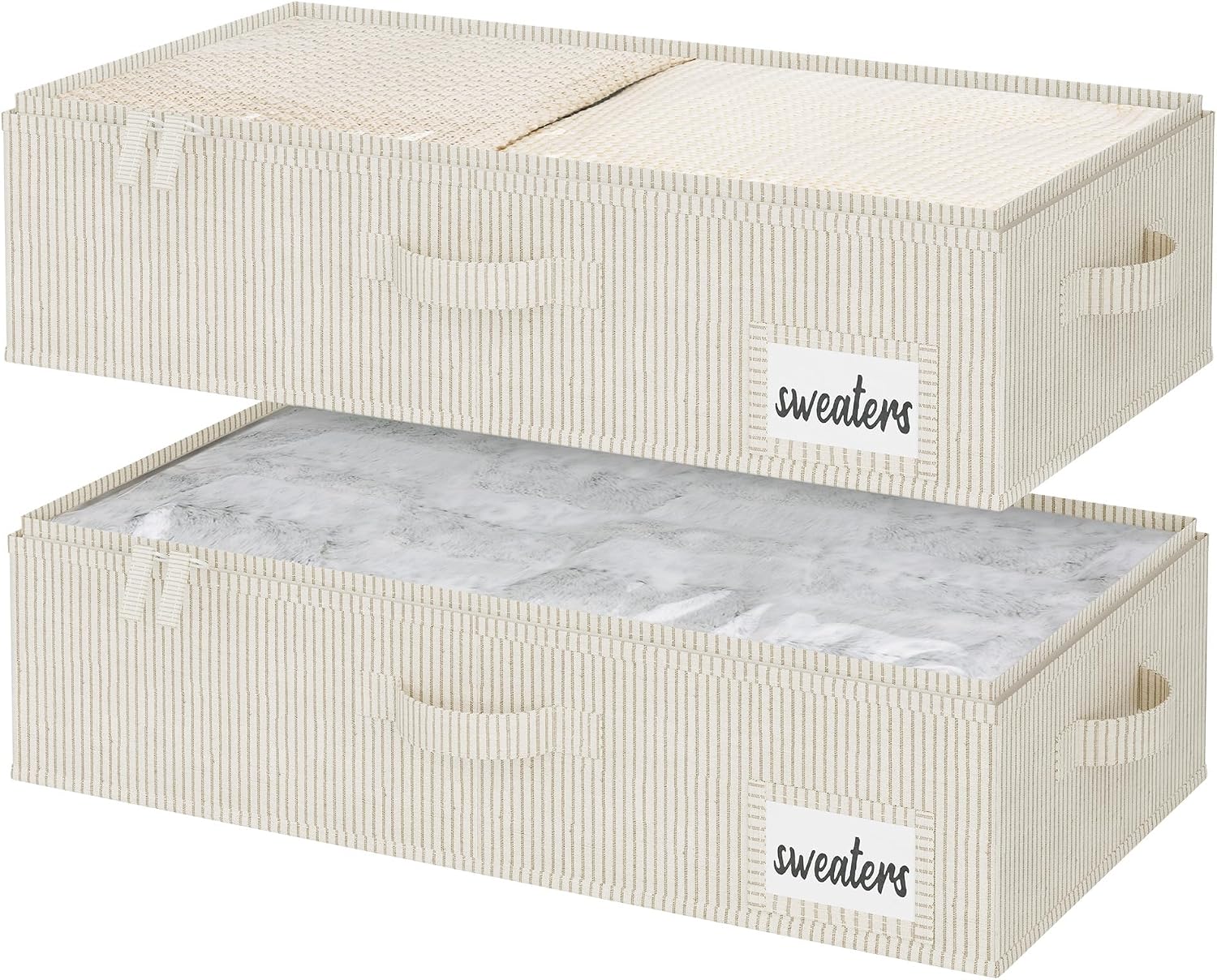 StorageWorks Large Under Bed Storage Containers with Handles and Label Holder, 2 Pack Ultra-thick Fabric Underbed Bins, Closet Organizer for Clothes