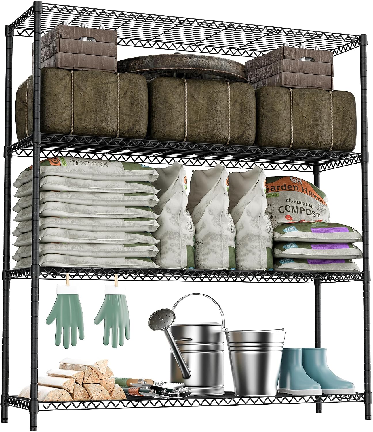 M MZG 1750 LBS Storage Shelves 5-Tier Utility Shelving Unit Steel Organizer Wire Rack for Home, Kitchen, Office, Garage