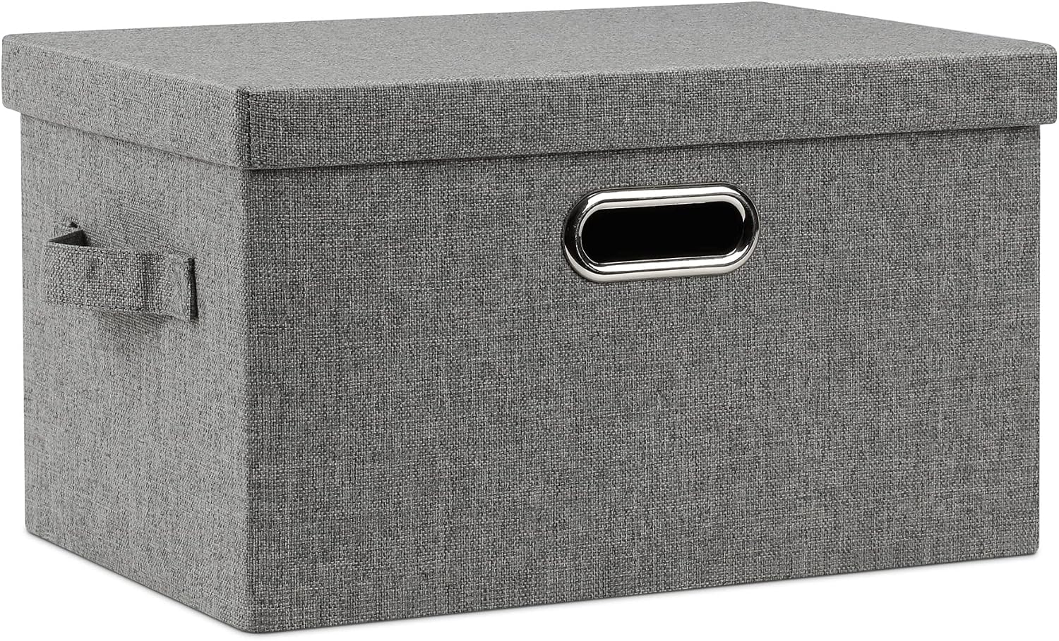Graciadeco Large Quart Collapsible Stackable Storage Bins with Lids, 3 Packs Beige Linen Fabric Closet Boxes with Lids