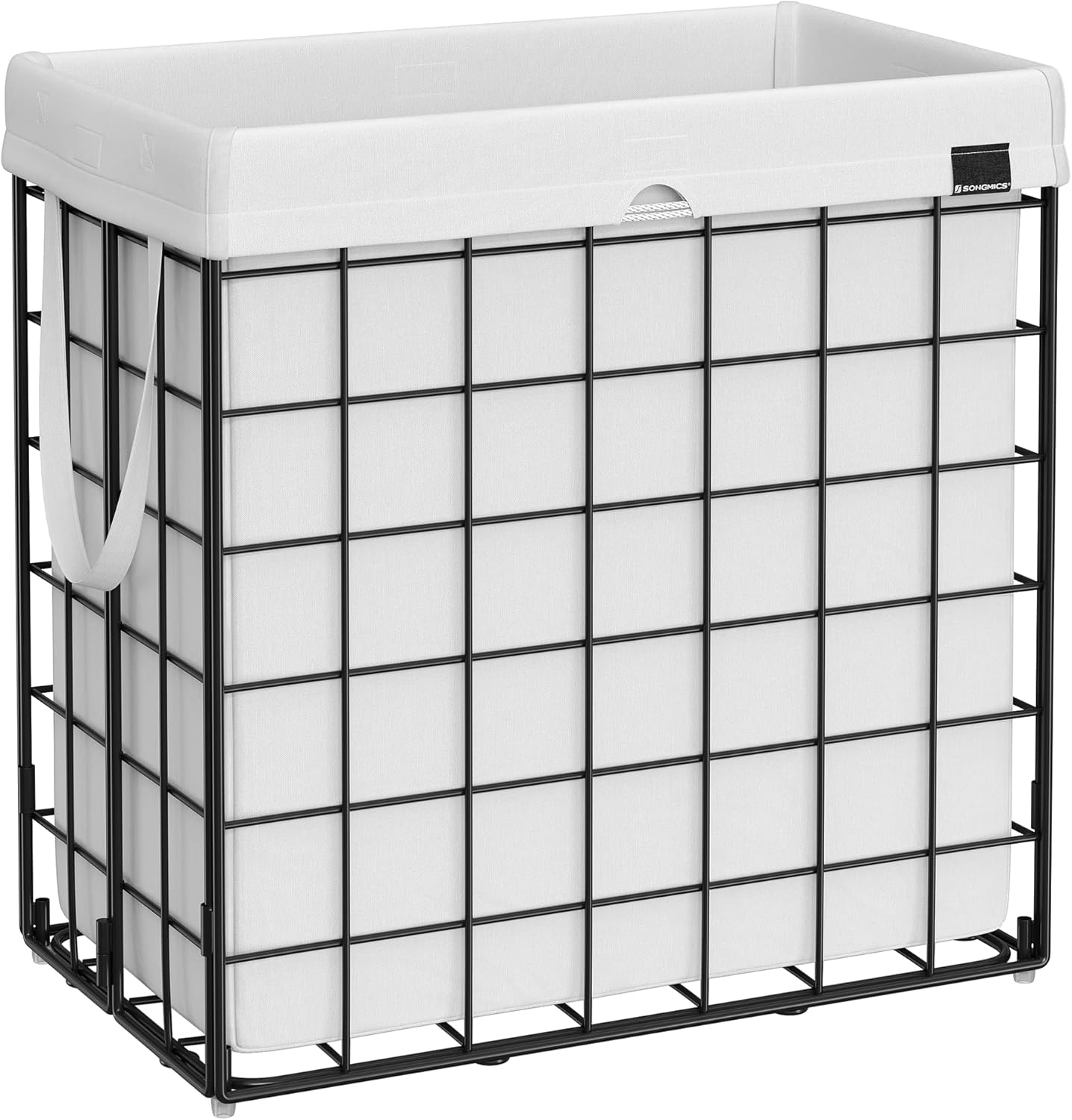 SONGMICS Laundry Hamper, 23.8 Gal. (90L) Laundry Basket, Collapsible Clothes Hamper, Black and White ULCB190W01