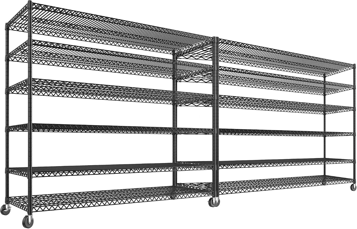 REIBII 60''W Storage Shelves 2399LBS Wire Shelving with Wheels Garage Shelving Heavy Duty Metal Shelves for Storage Rack Adjustable Shelf for