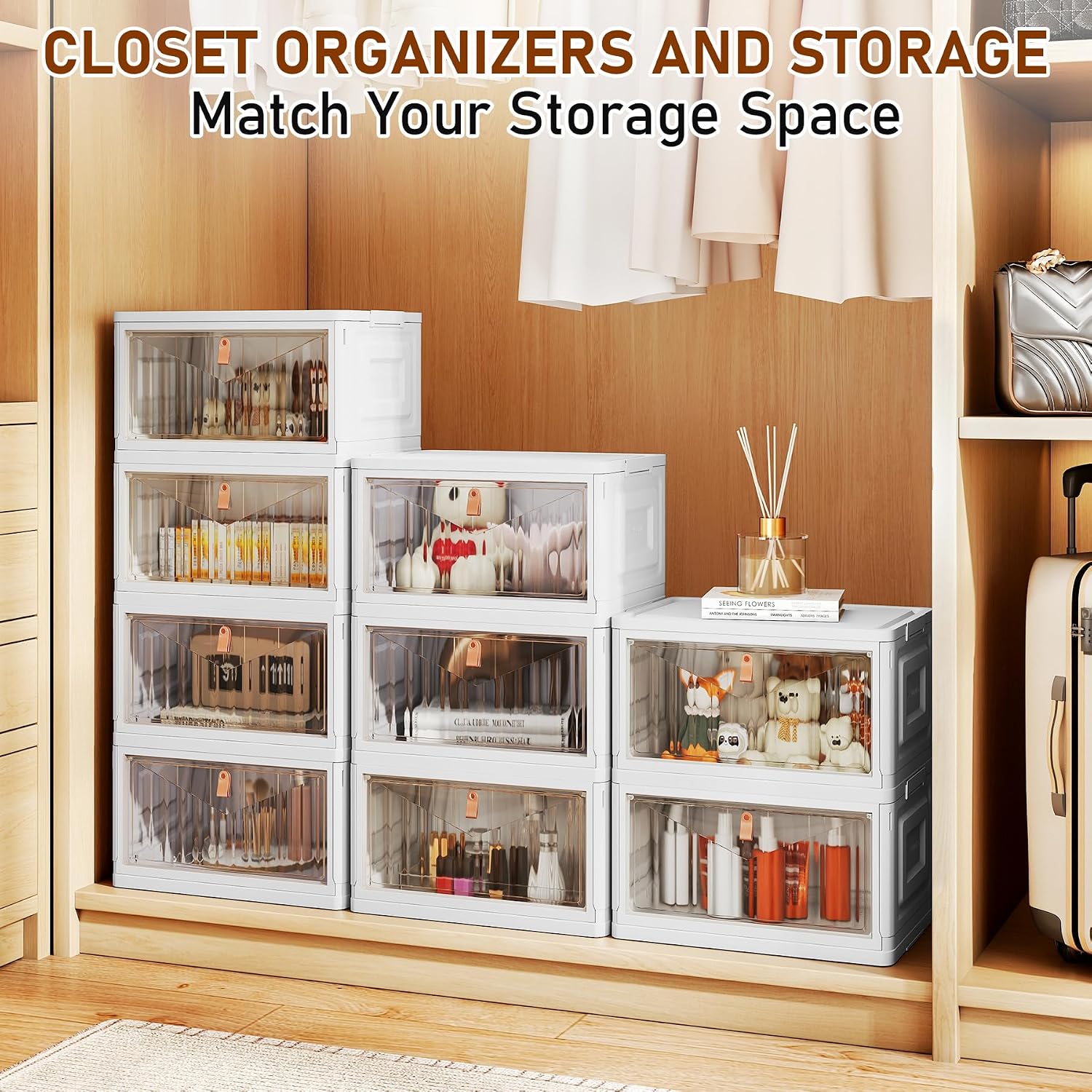 Wise Oannes Closet Organizers and storage, Storage cabinet with Wheels, Stackable Storage Bins with Wheels
