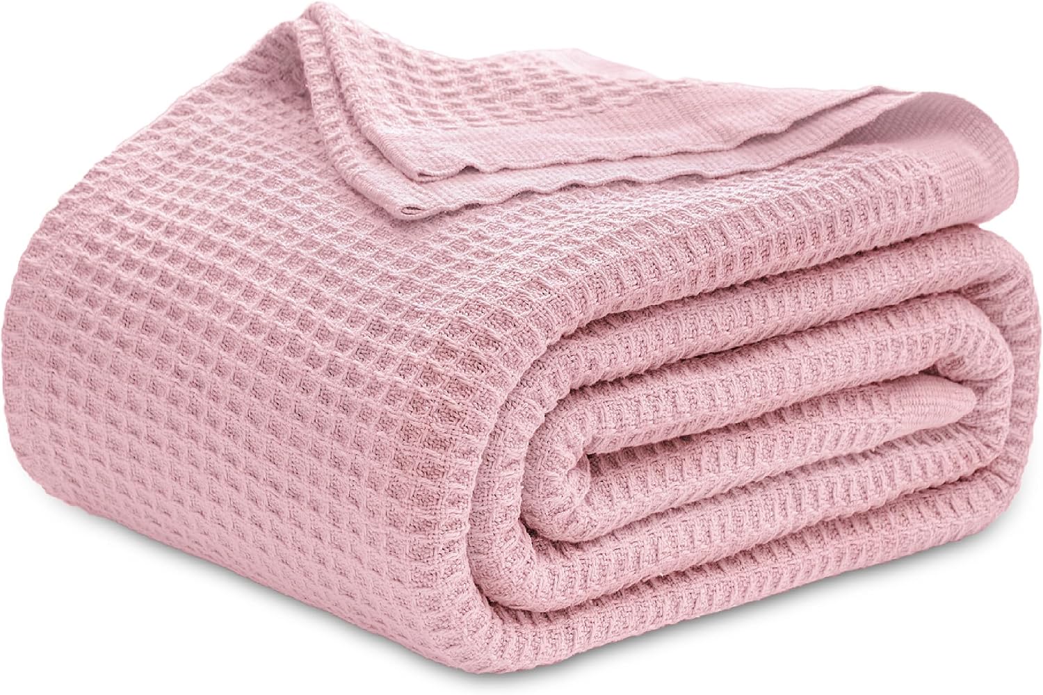 Bedsure 100% Cotton Blanket King Size for Bed - Cooling Breathable and Soft for Summer, Thick Cozy Waffle Weave Blanket Gifts for Women, White