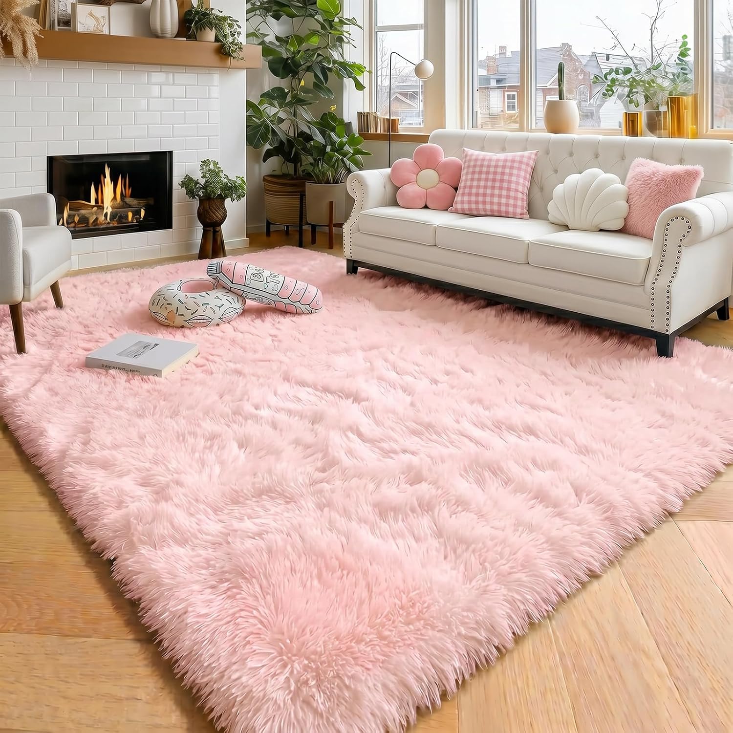 Amdrebio Grass Green Rugs for Living Room Bedroom Decor Aesthetic, 9x12 Large Fluffy Shag Area Rug for Kids Room Baby Nursery Teen Girls Boys