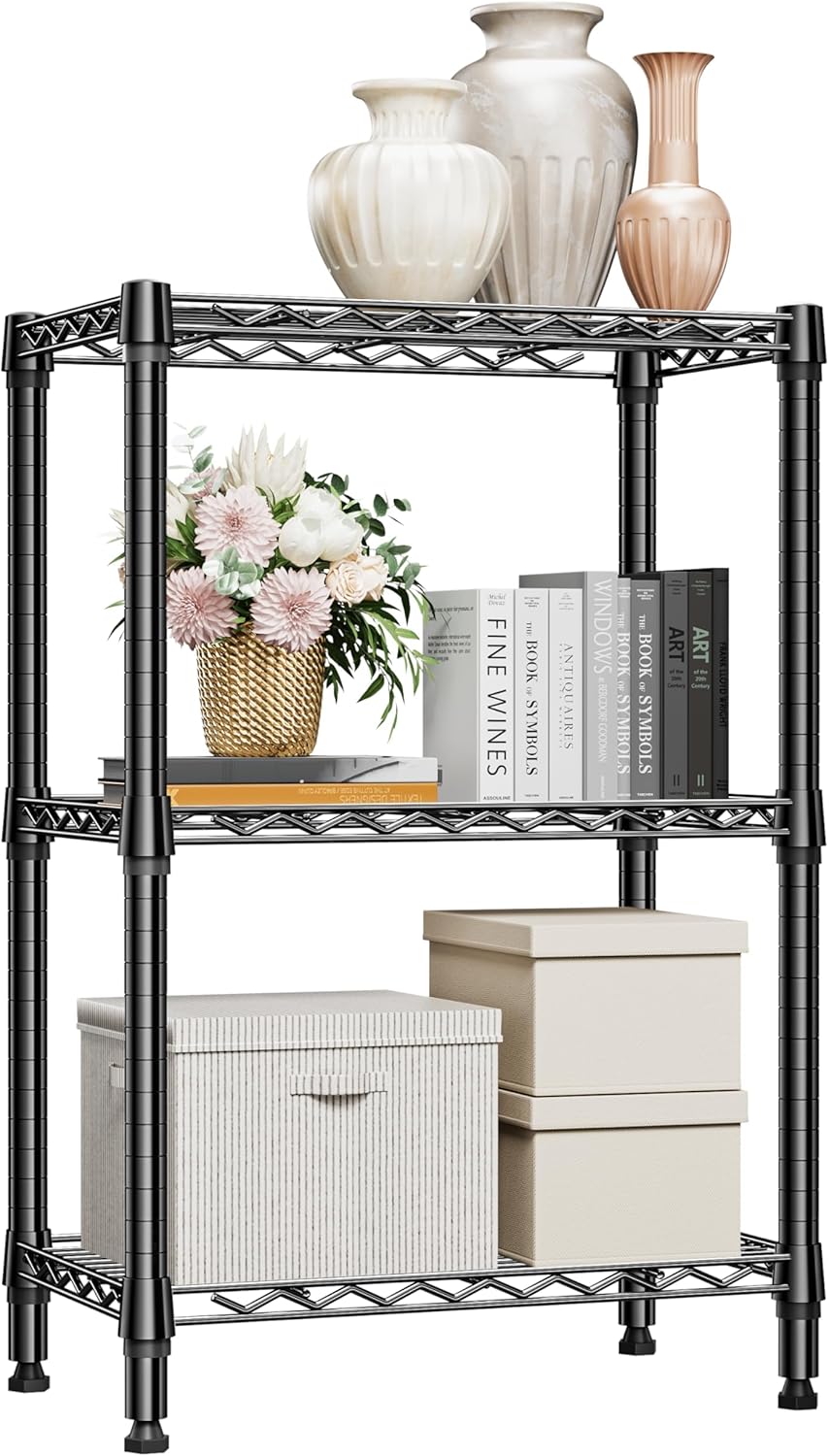 M MZG 5-Shelf Storage Shelves, Wire Shelving Heavy Duty Metal Storage Shelving Unit Adjustable Garage Shelving Rack Pantry Kitchen (Chrome, 4 Tier