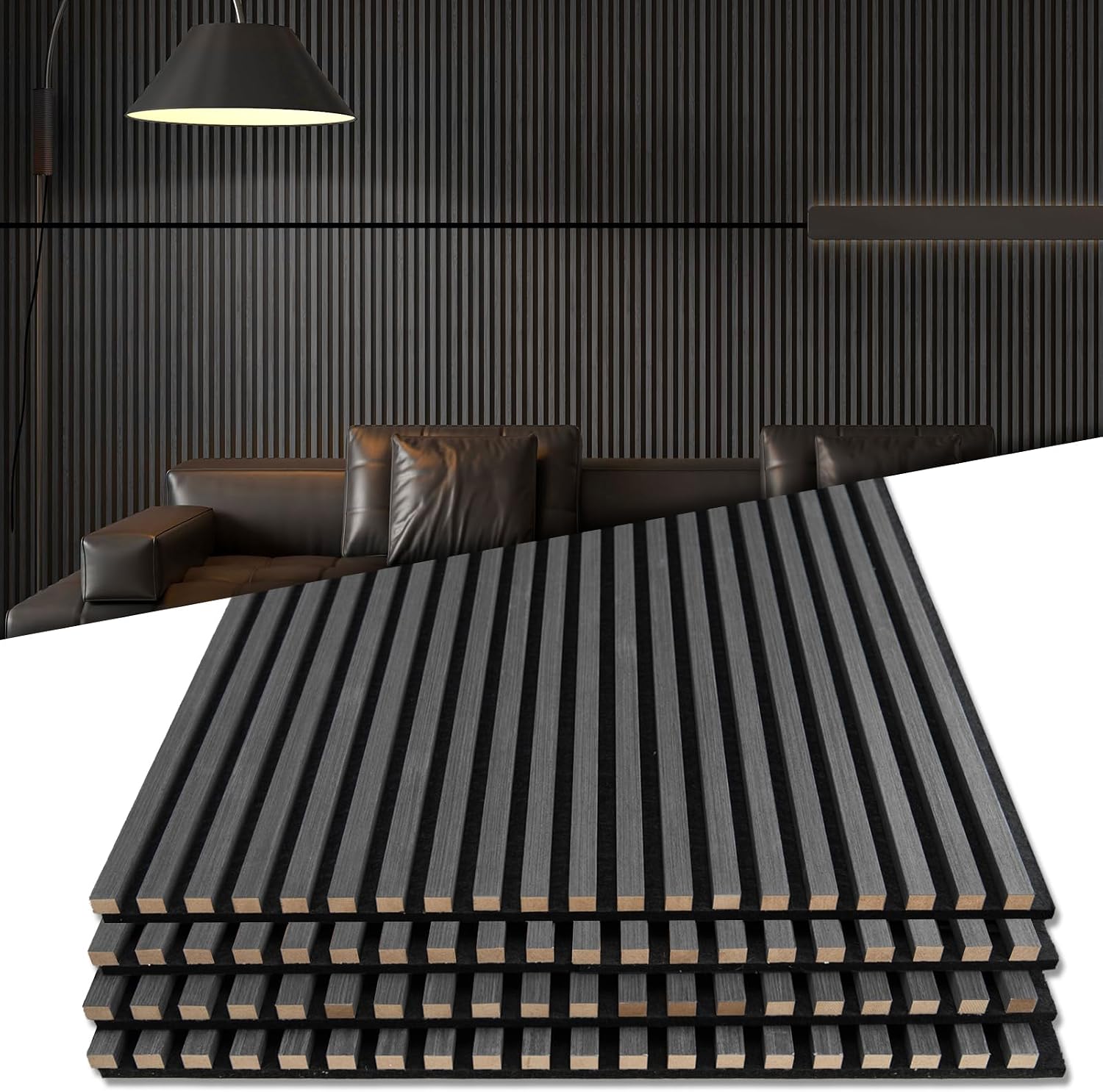 Art3d 2-Pack 108" x 12" Acoustic Wood Panels for Wall, Soundproof Wood Slat Panel for Wall and Ceiling