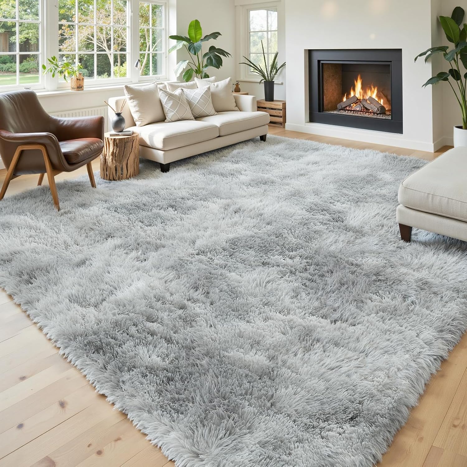 junhejiamei Area Rugs 9x12 Living Room, Large Area Rug Shaggy Carpet Soft Plush Furry Bedside Rug