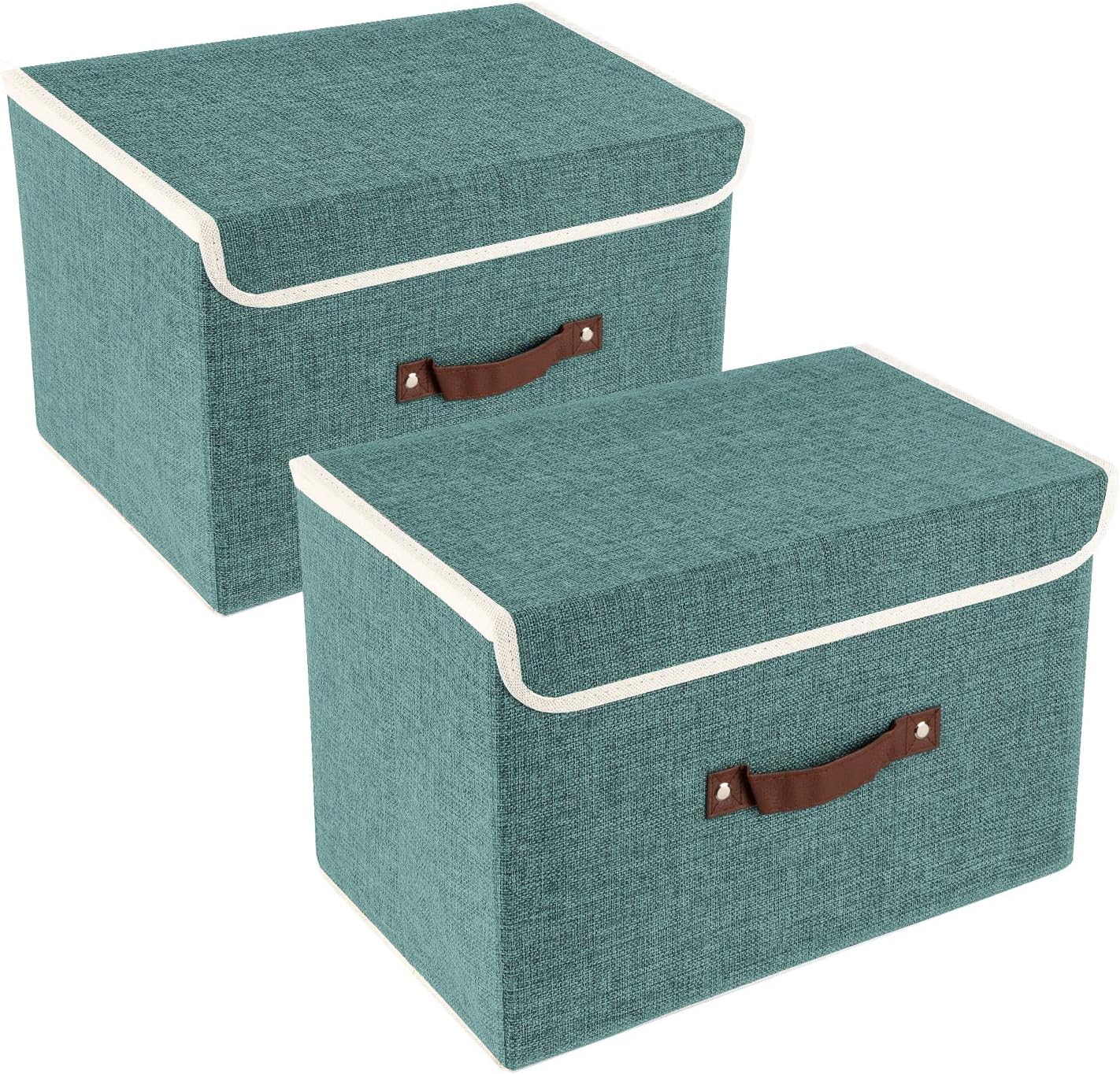 TYEERS Foldable Storage Boxes with Lids 5 Pack Fabric Storage Bins with Lids, Closet Organizers for Clothes Storage, Room Organization, Office Storage