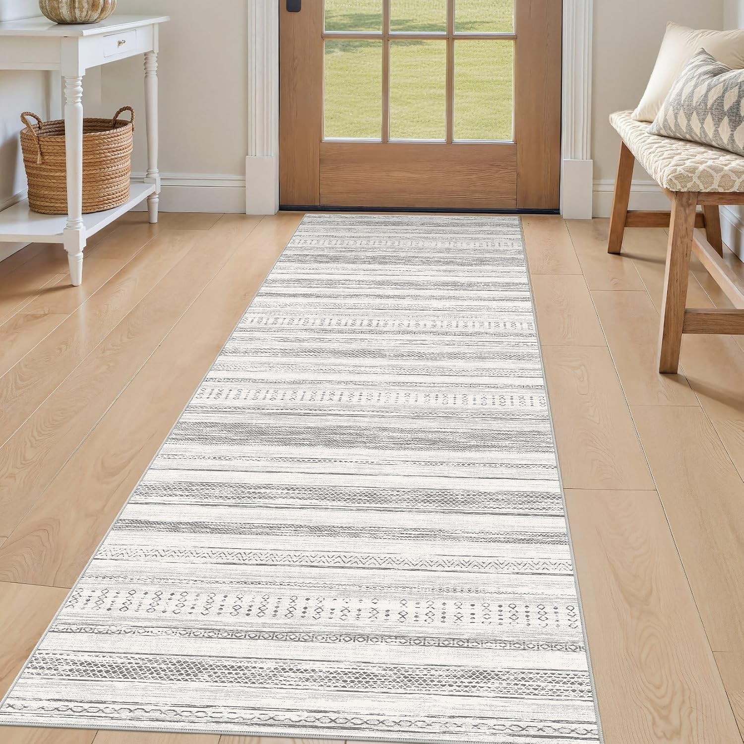Tortania Area Rug Living Room Rugs - 10x12 Washable Large Soft Neutral Boho Moroccan Bohemian Farmhouse Rug Indoor Floor Carpet for Bedroom Under