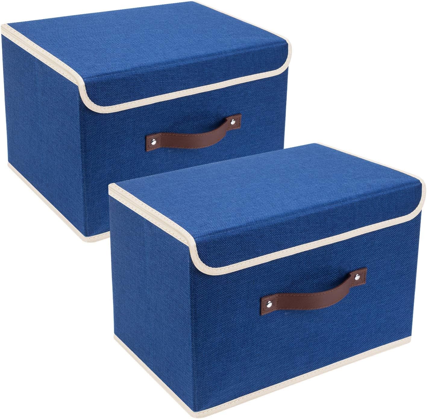 TYEERS Foldable Storage Boxes with Lids 5 Pack Fabric Storage Bins with Lids, Closet Organizers for Clothes Storage, Room Organization, Office Storage
